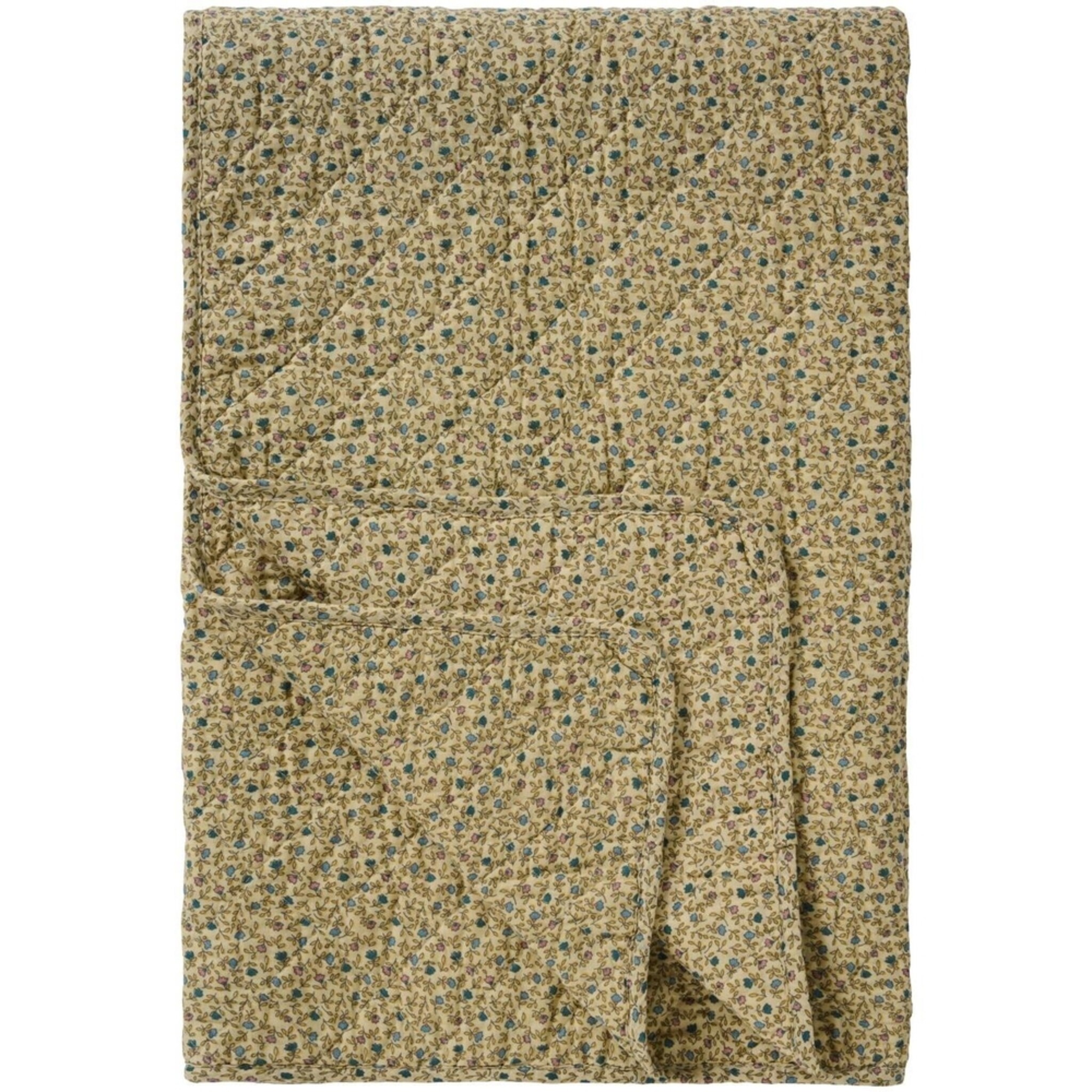 Quilt Creme mit Blauen und Rosa Blumen, beige 