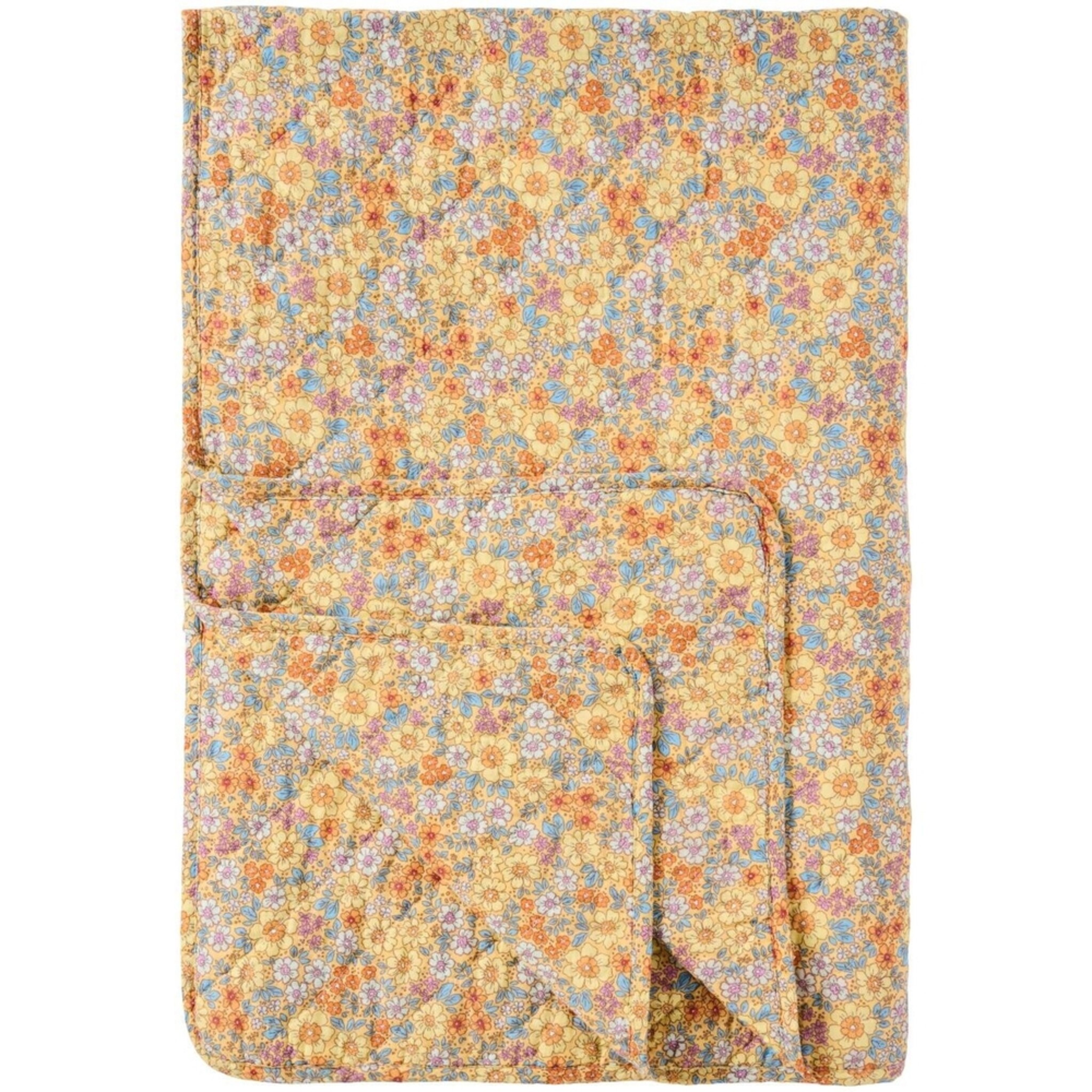 Quilt Blumenwiese Gelb – Skandinavische Baumwolldecke, gelb 