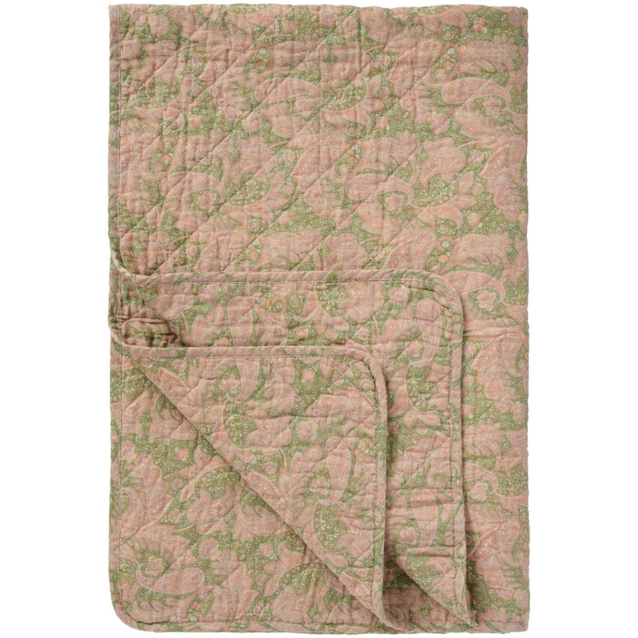 IB Laursen Quilt mit grünem & rosa Paisleymuster | Skandinavischer Baumwoll-Traum, rosa 