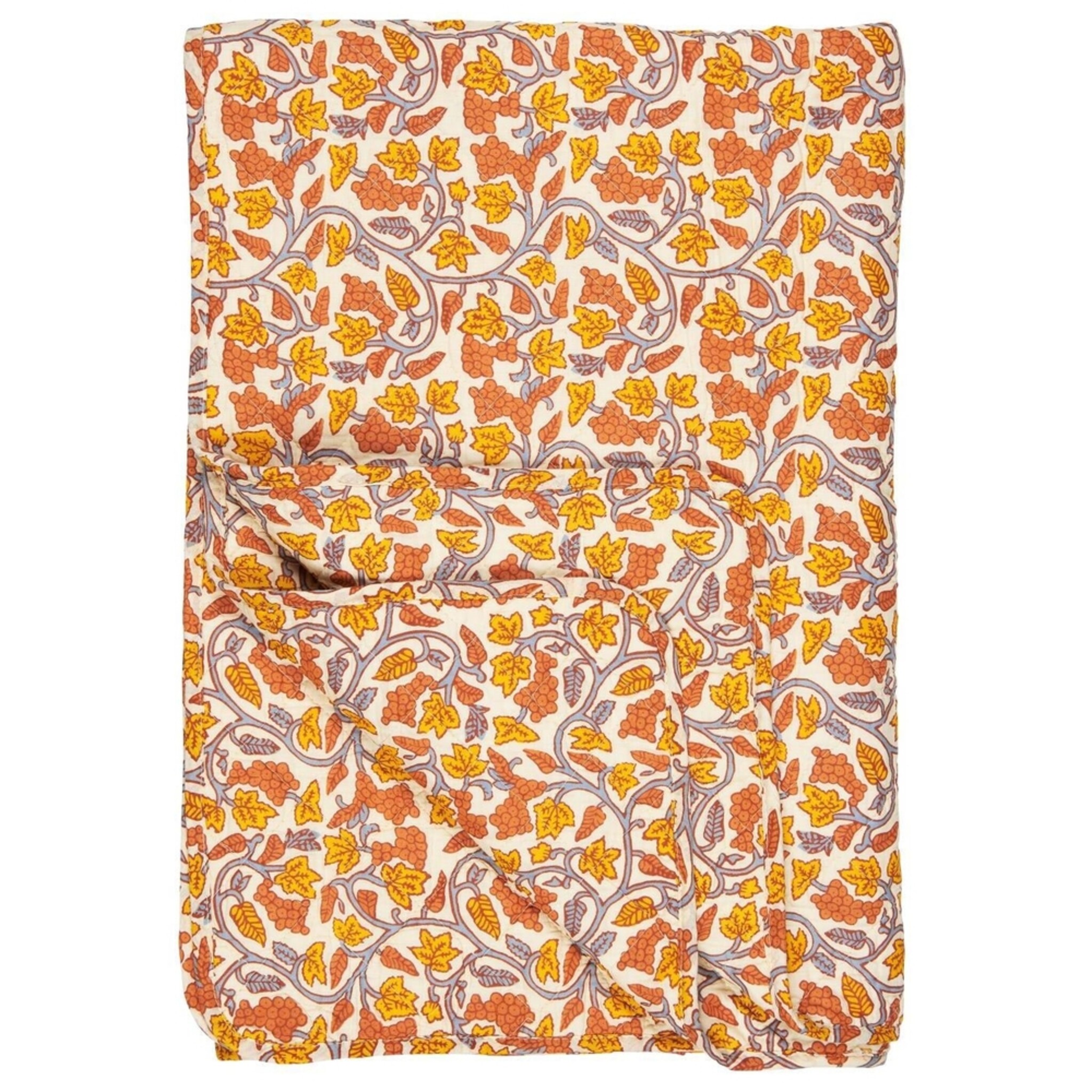 Quilt mit gelben und orangefarbenen Weinreben, orange 