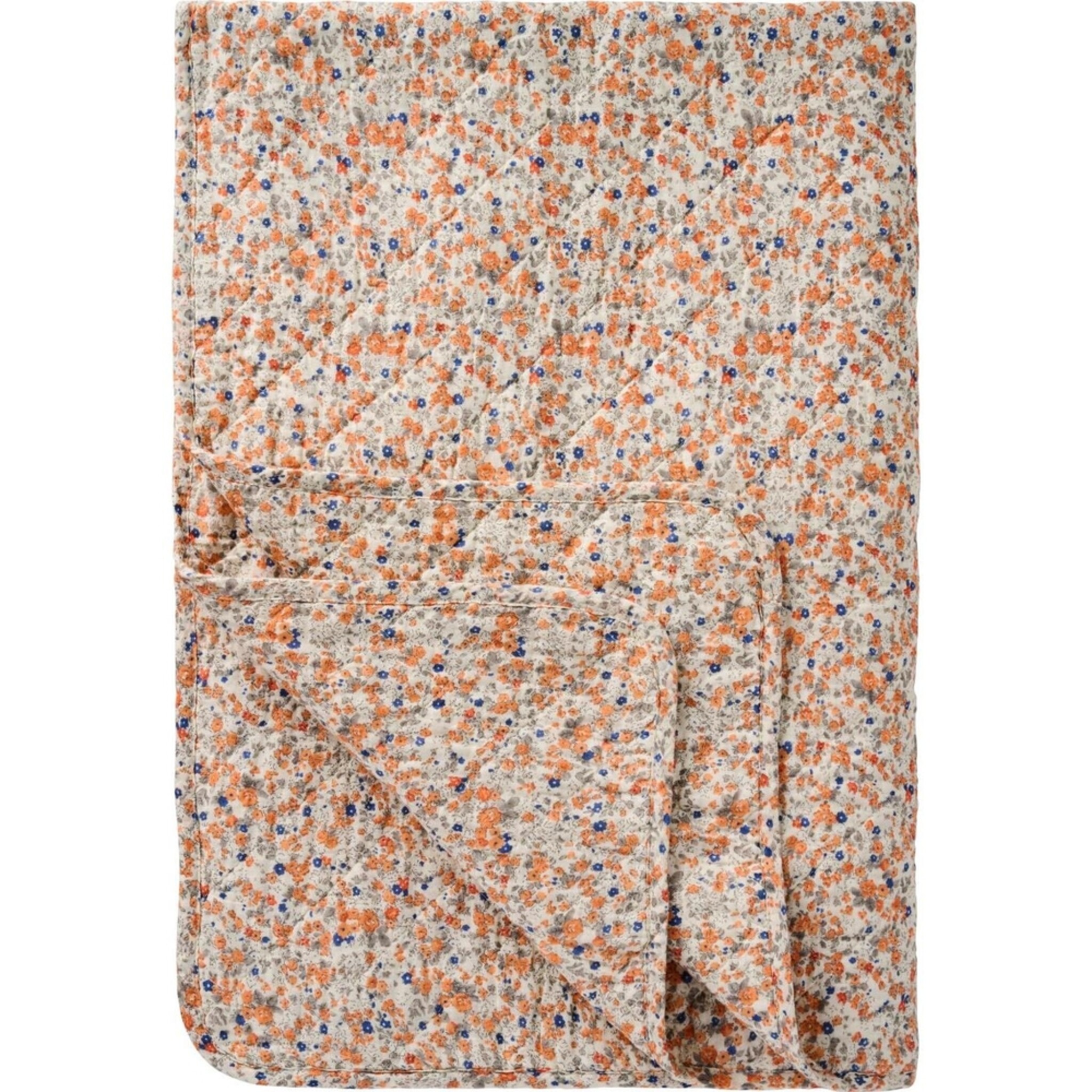 Quilt mit verschiedenen Blumen-Mustern, orange 