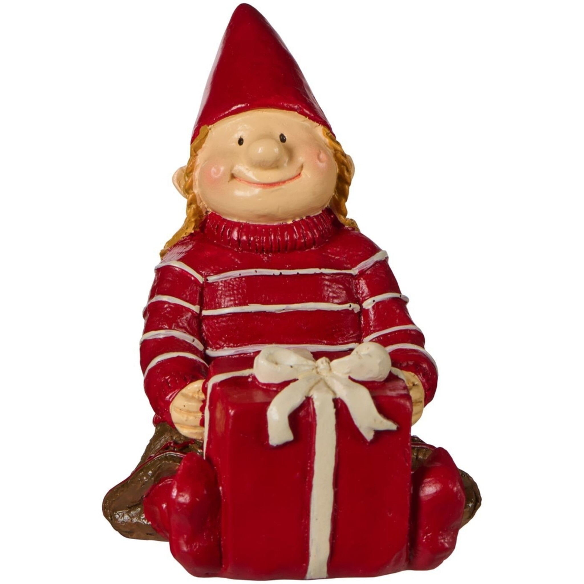 Ribenisserne Wichtel-Figur Alva mit Weihnachtsgeschenk, rot 