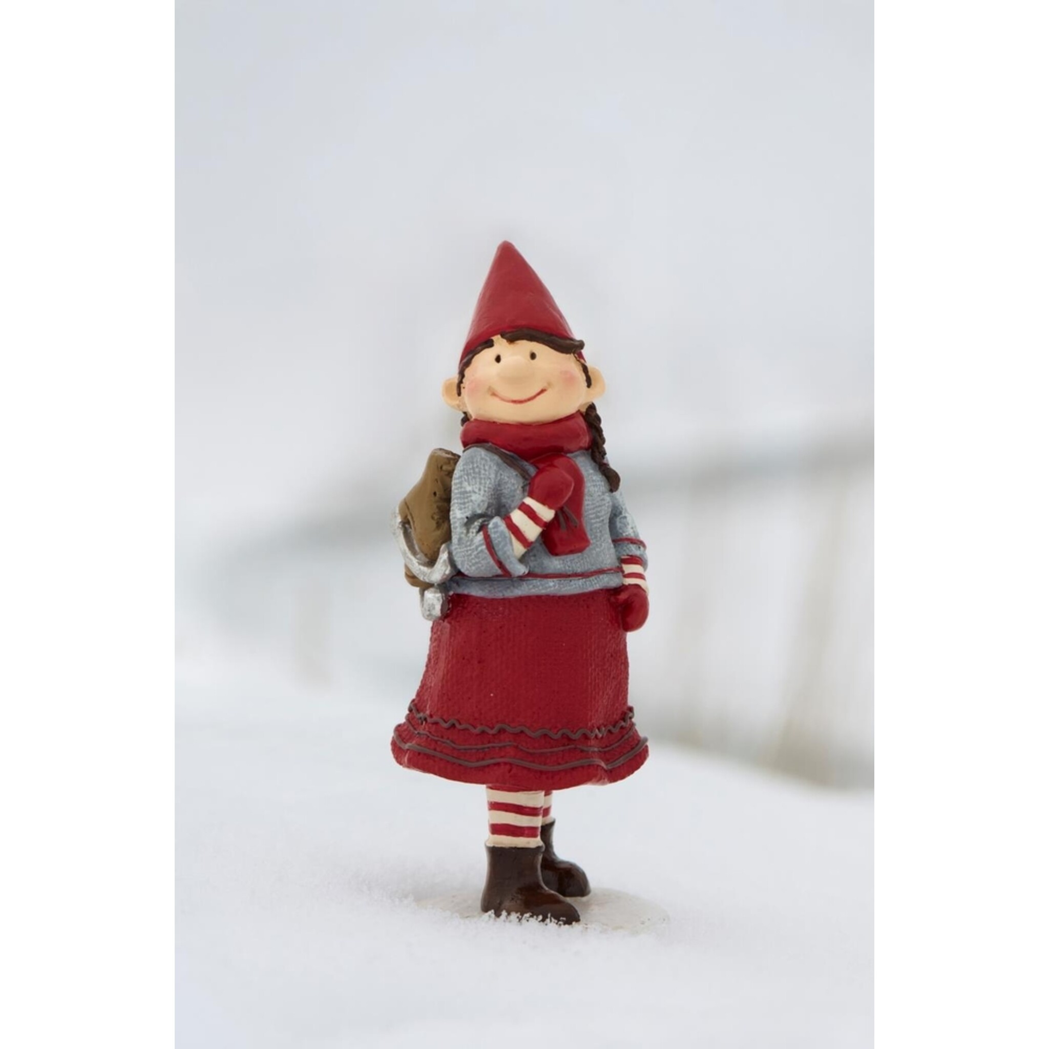 Ribenisserne Wichtel-Figur Dagny mit Schlittschuhen, rot 