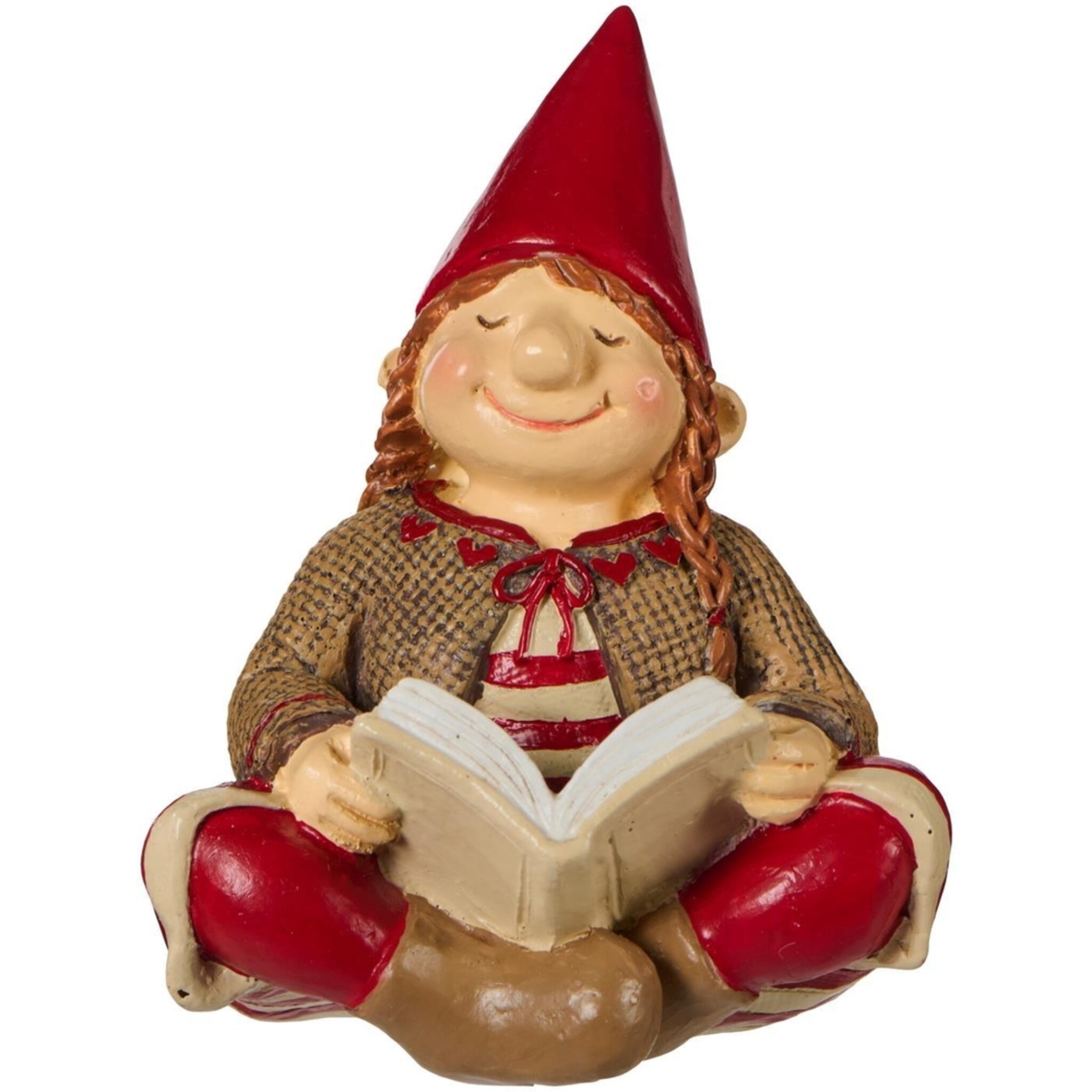 Ribenisserne Wichtel-Figur Signe mit Weihnachtsbuch, rot 