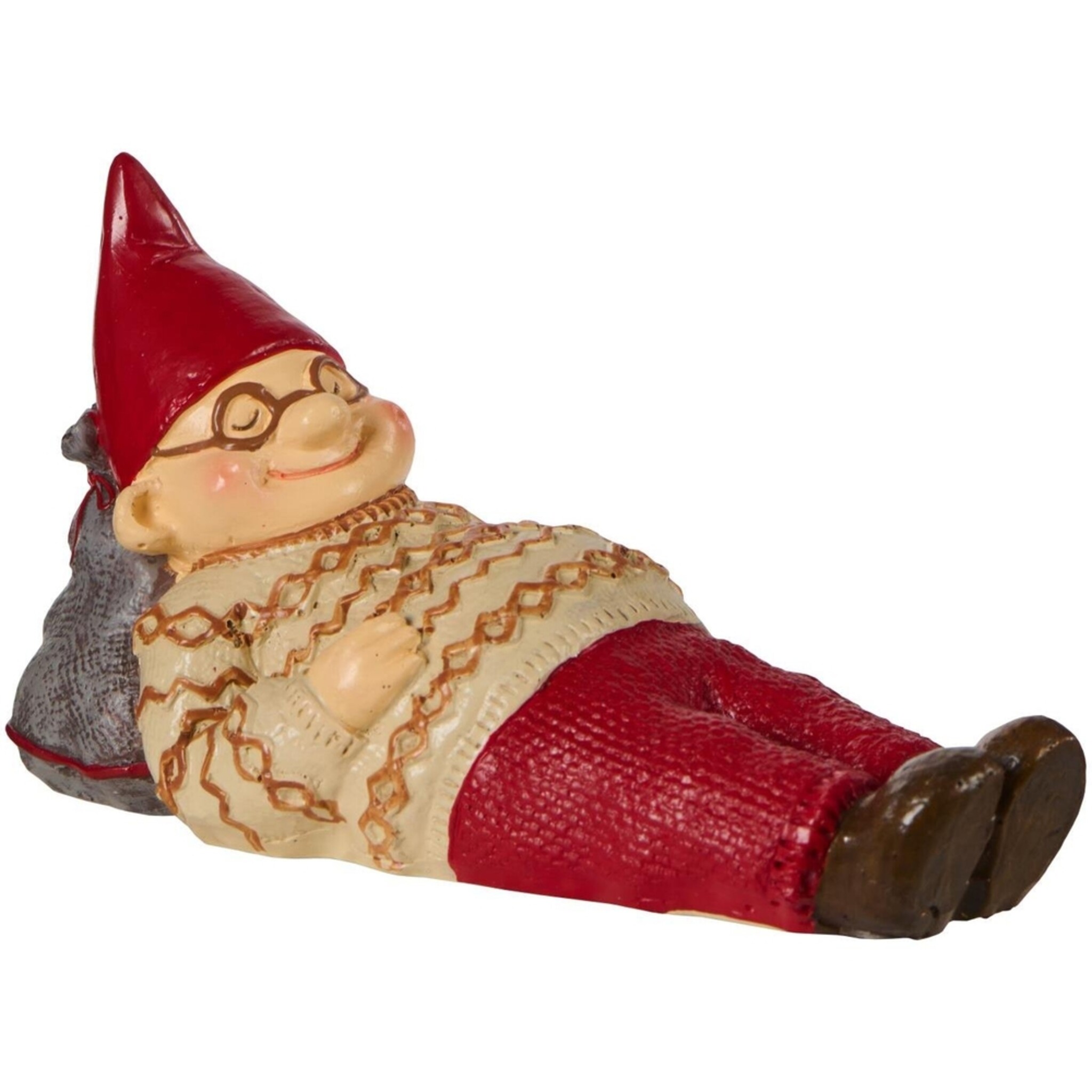 Ribenisserne Wichtel-Figur Thorvald schlafend, rot 