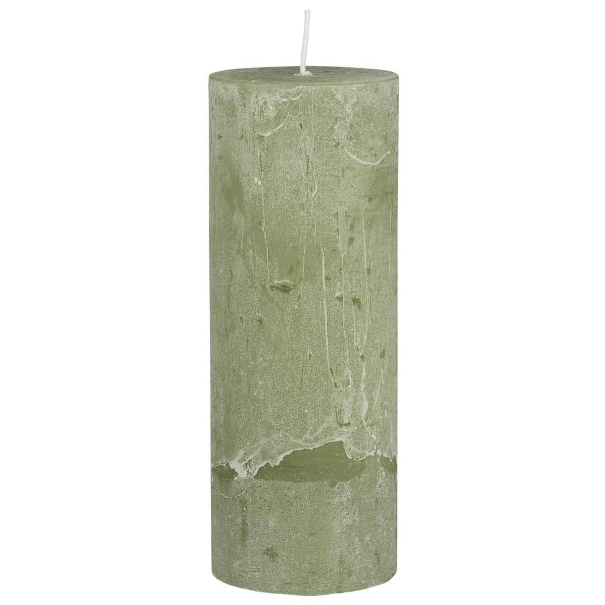 Rustikale Kerze Stumpenkerze Ø 6,8 cm, green tea Höhe 18, Ø 6.8 cm