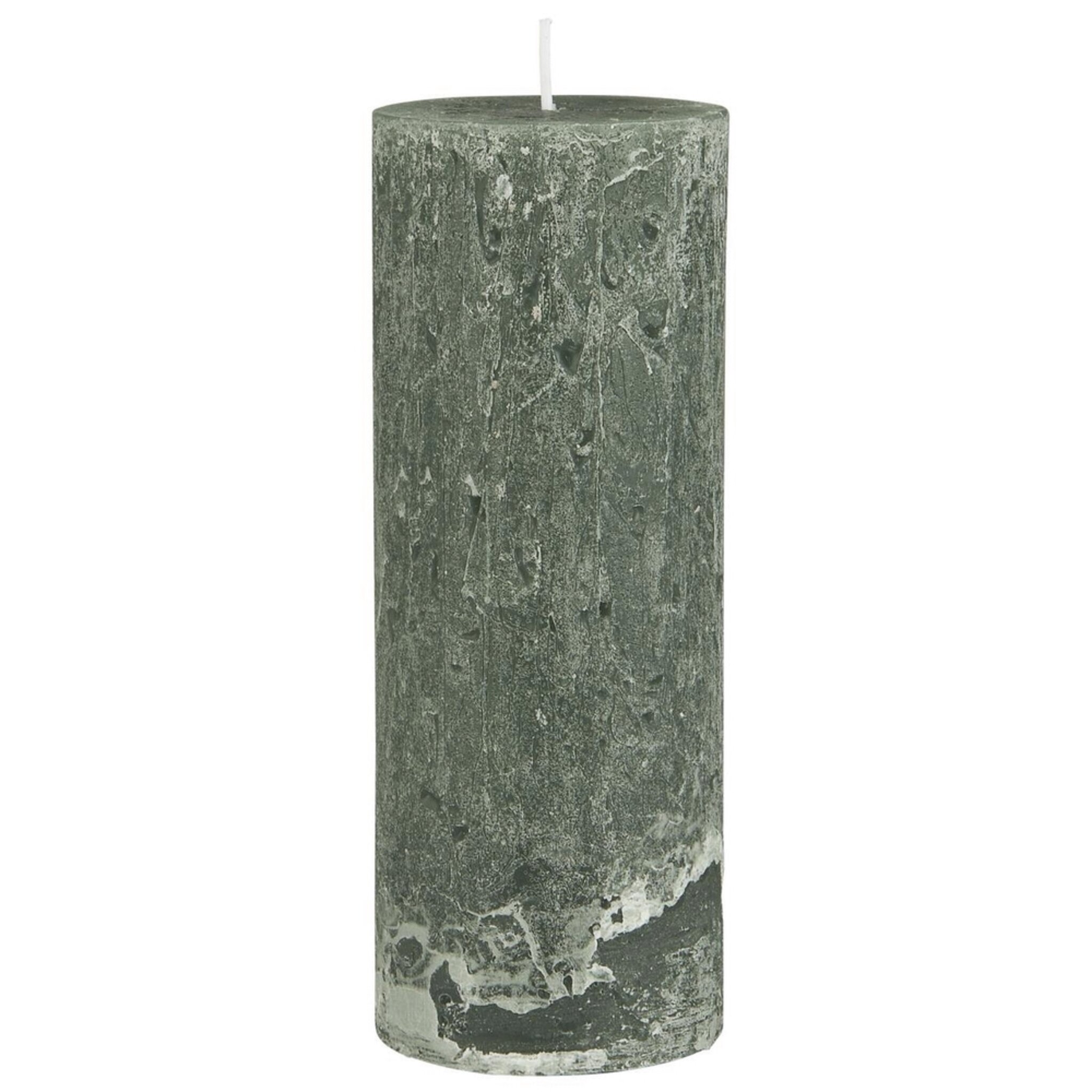 Rustikale Kerze Stumpenkerze Ø 6,8 cm, moosgrün Höhe 18, Ø 6.8 cm