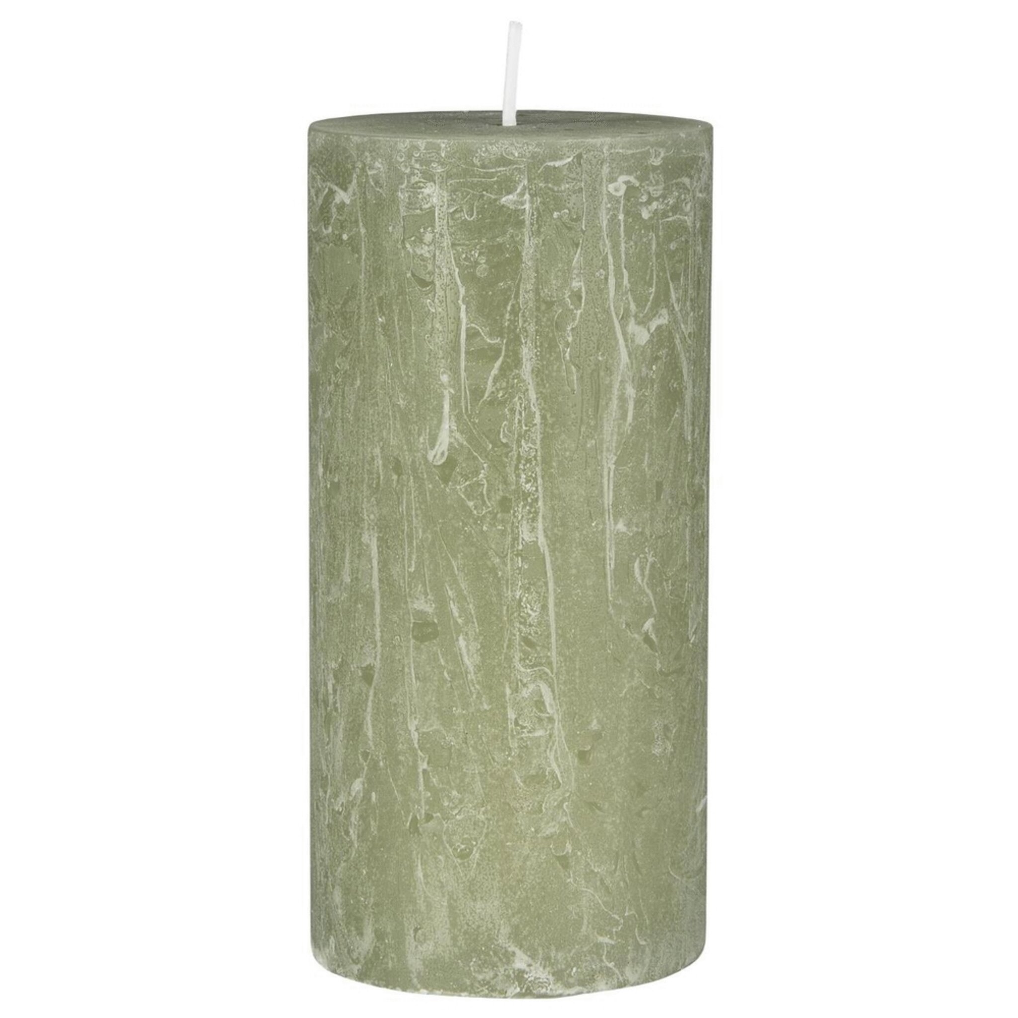 Rustikale Kerze Stumpenkerze Ø 6,8 cm, green tea Höhe 14, Ø 6.8 cm