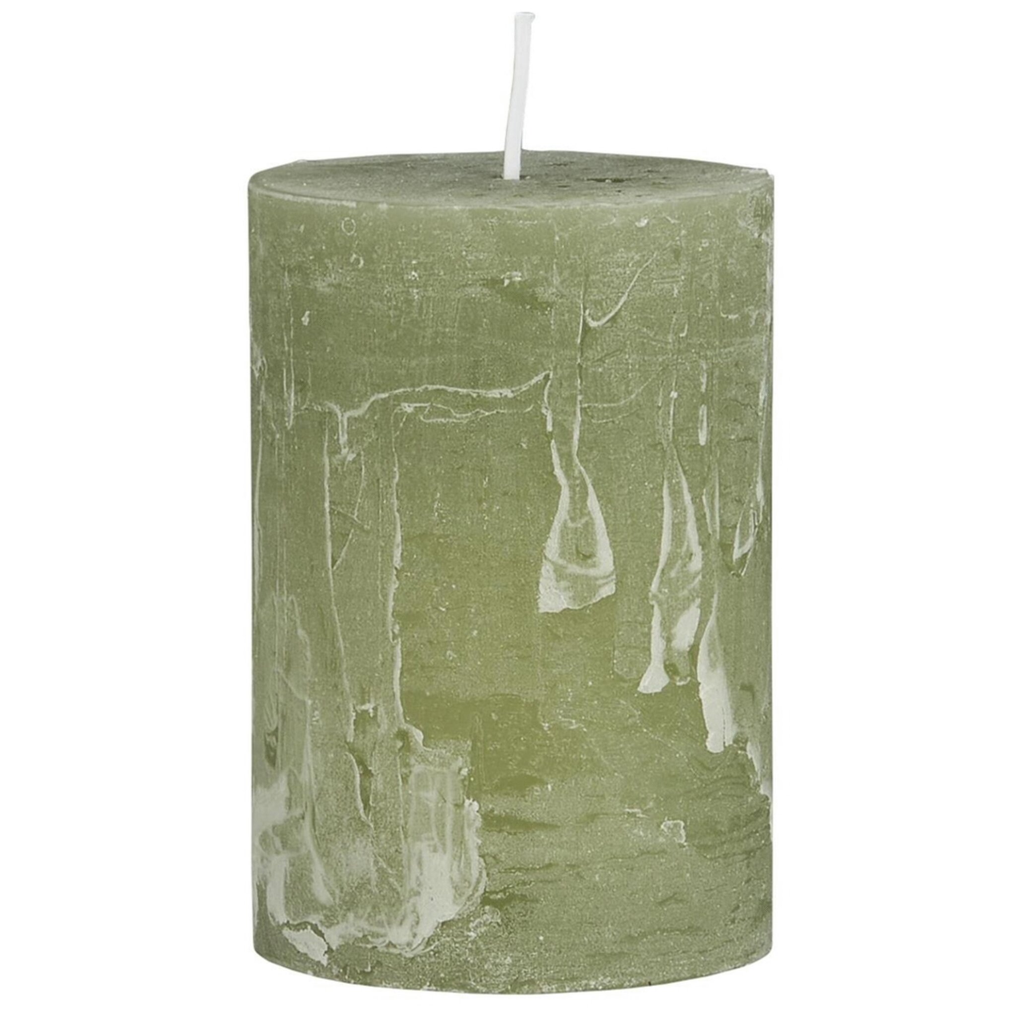 Rustikale Kerze Stumpenkerze Ø 6,8 cm, green tea Höhe 10, Ø 6.8 cm