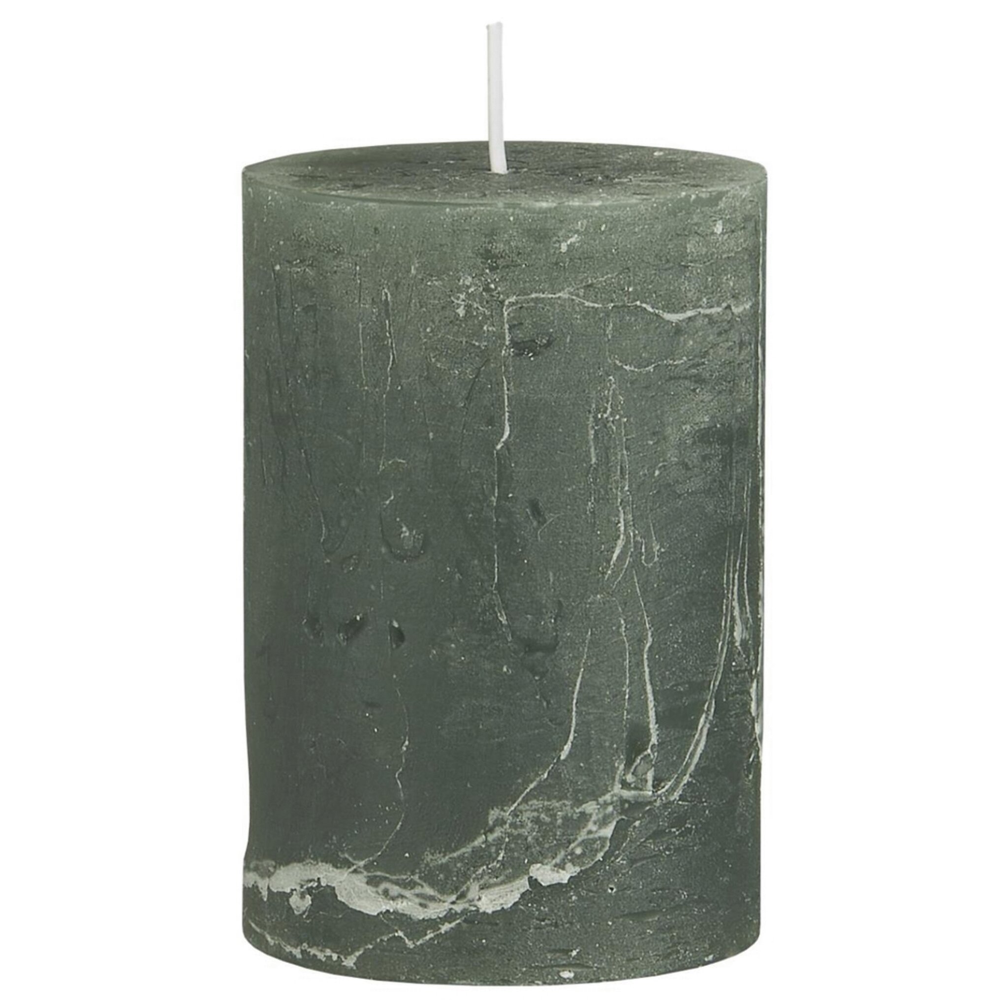 Rustikale Kerze Stumpenkerze Ø 6,8 cm, moosgrün Höhe 10, Ø 6.8 cm
