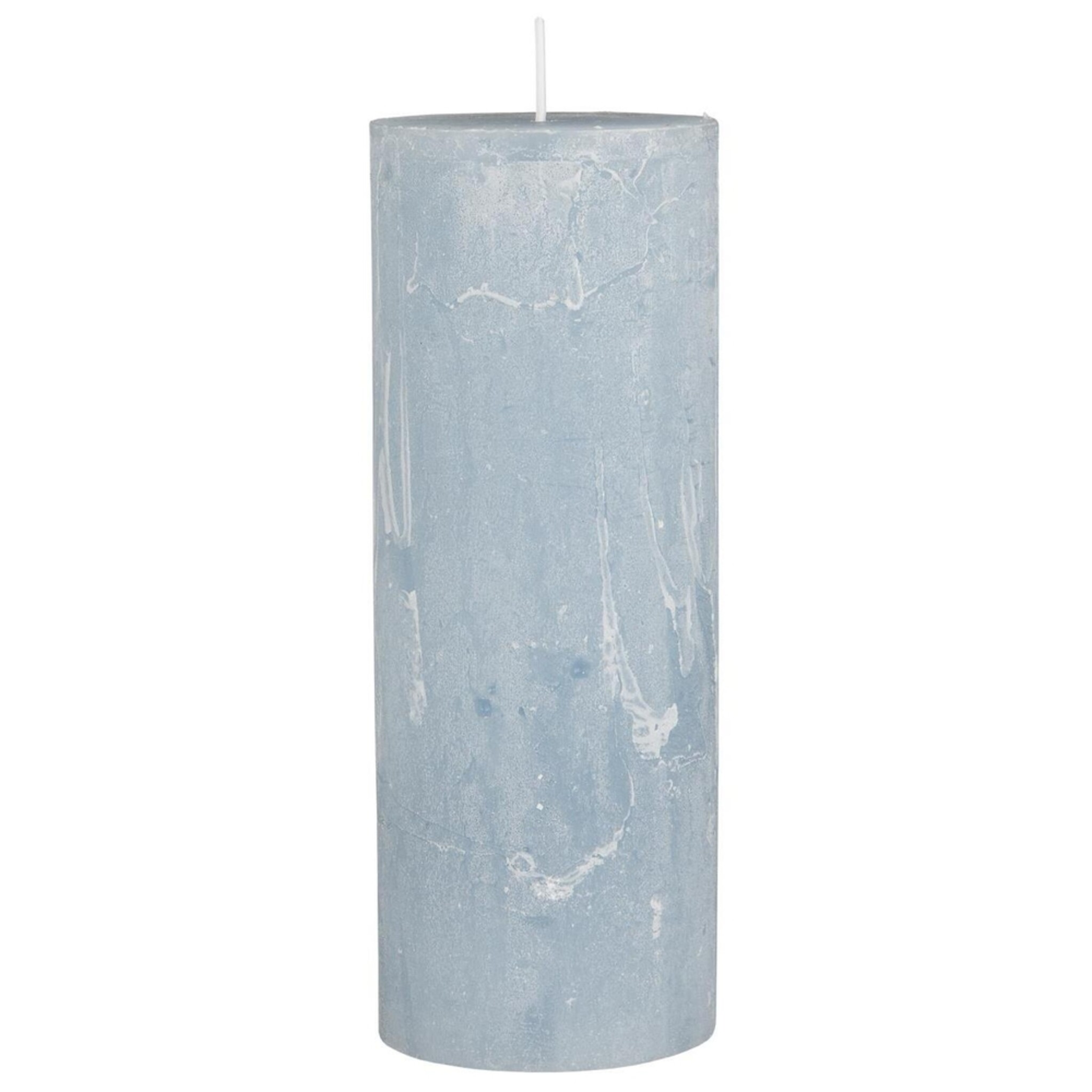 Rustikale Kerze Stumpenkerze Ø 6,8 cm, staubig blau Höhe 18, Ø 6.8 cm