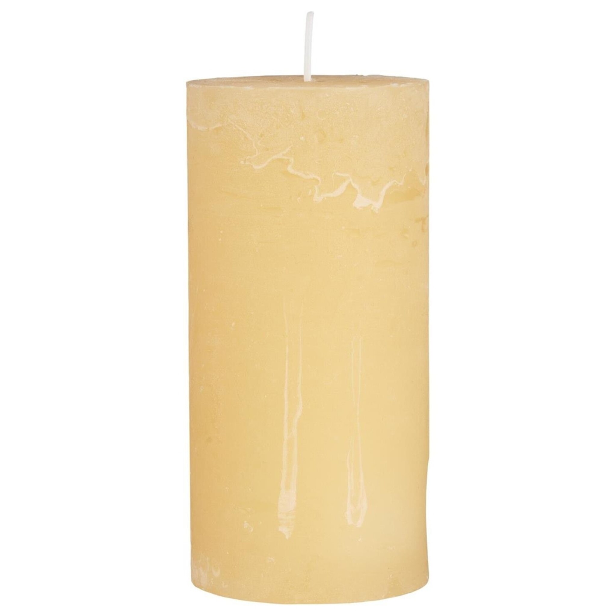 Rustikale Kerze Stumpenkerze Ø 6,8 cm, lemonade Höhe 14, Ø 6.8 cm