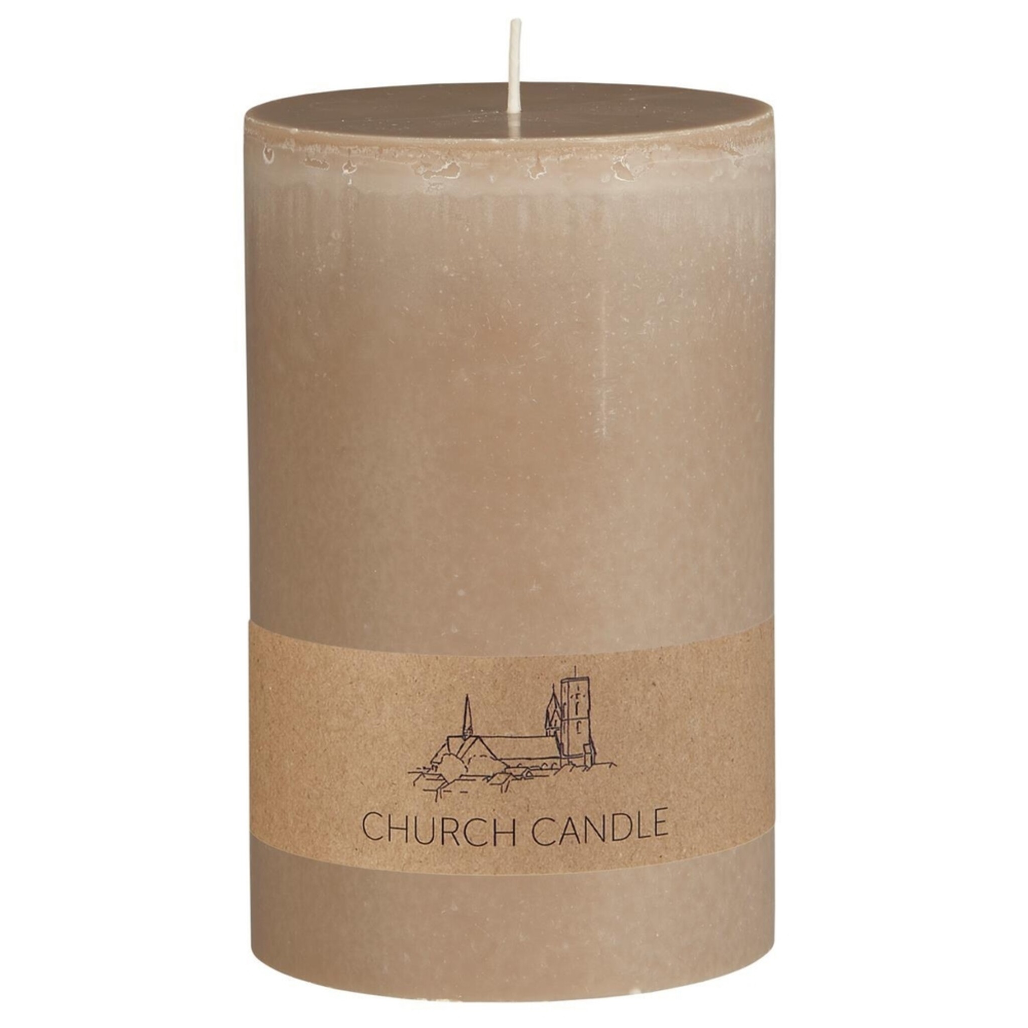 Rustikale Kirchenkerze, braun Höhe 15, Ø 9.6 cm
