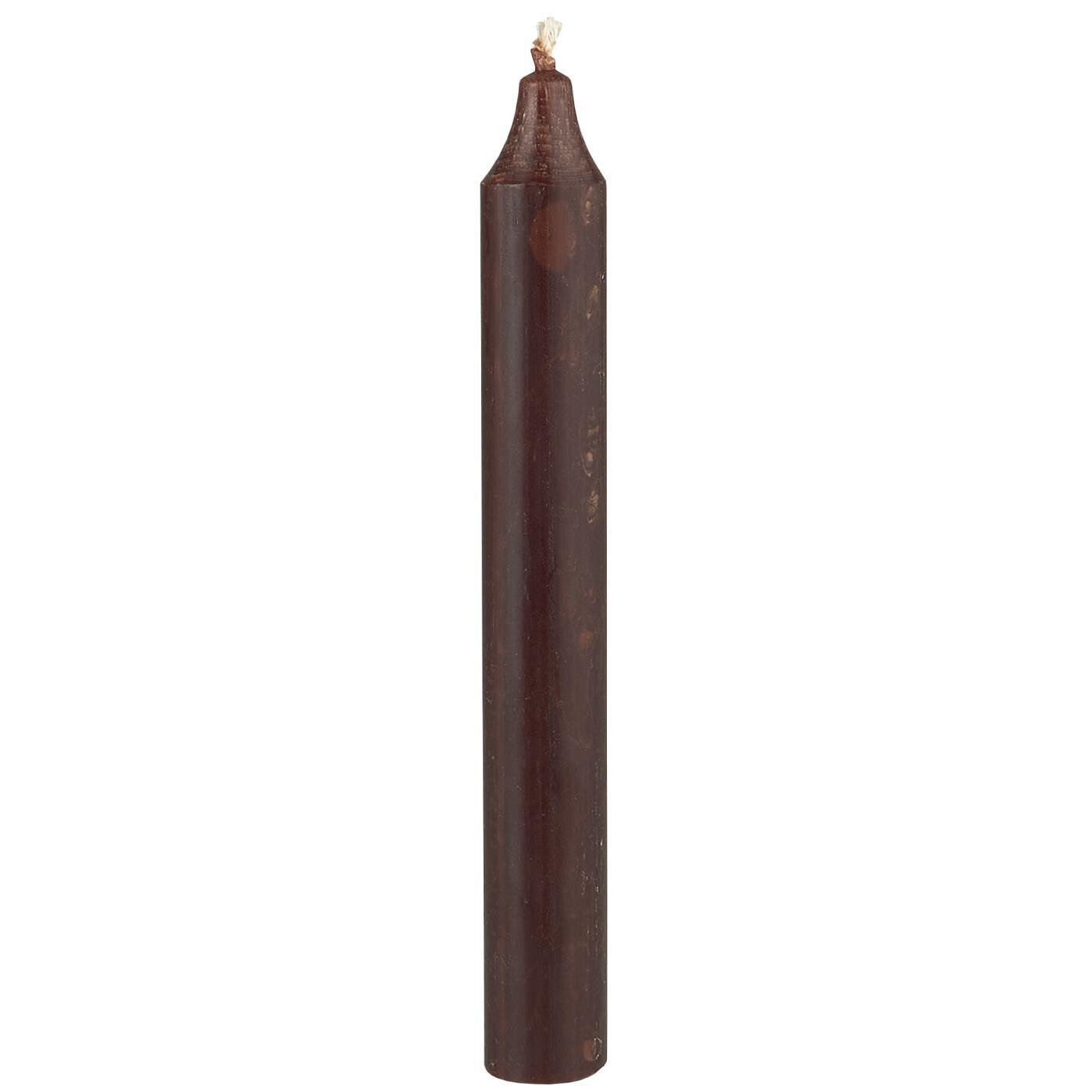 Rustikale Stabkerze 18 cm | Ø 2,2 cm, schokolade 