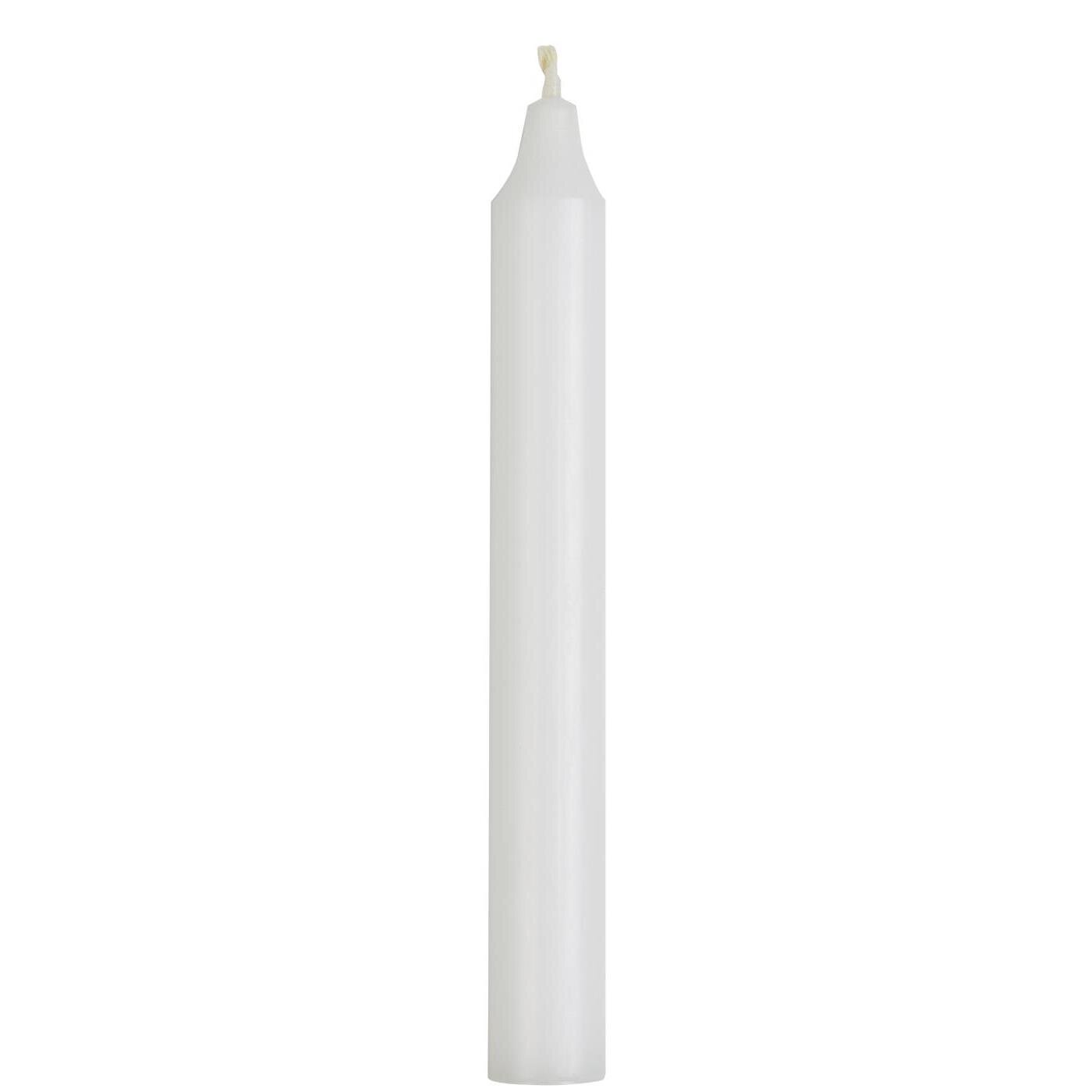Rustikale Stabkerze 18 cm | Ø 2,2 cm, weiss 