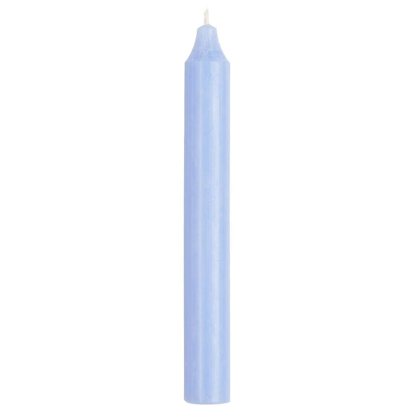 Rustikale Stabkerze 18 cm | Ø 2,2 cm, hellblau 