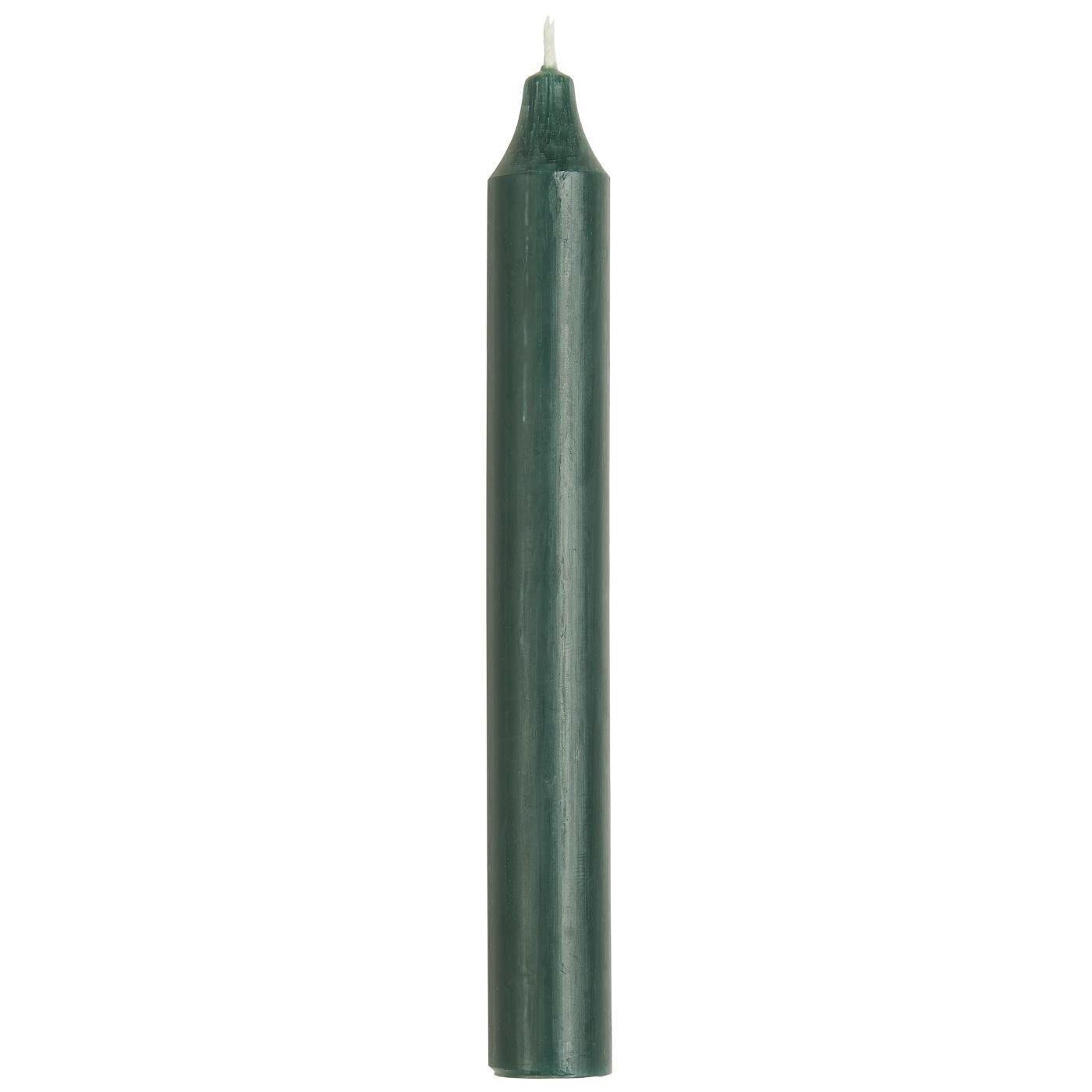 Rustikale Stabkerze 18 cm | Ø 2,2 cm, dunkelgrün 