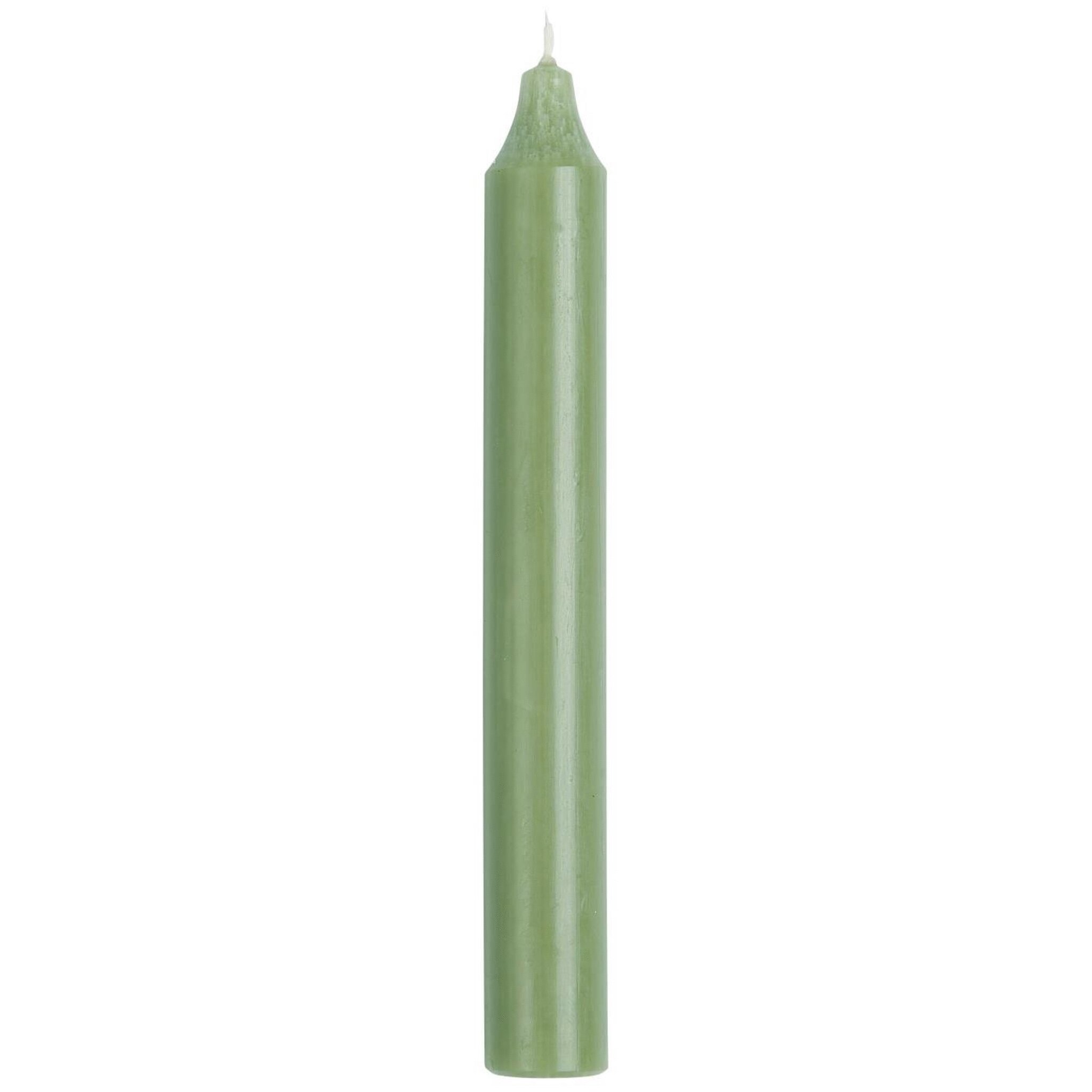 Rustikale Stabkerze 18 cm | Ø 2,2 cm, staubig grün 