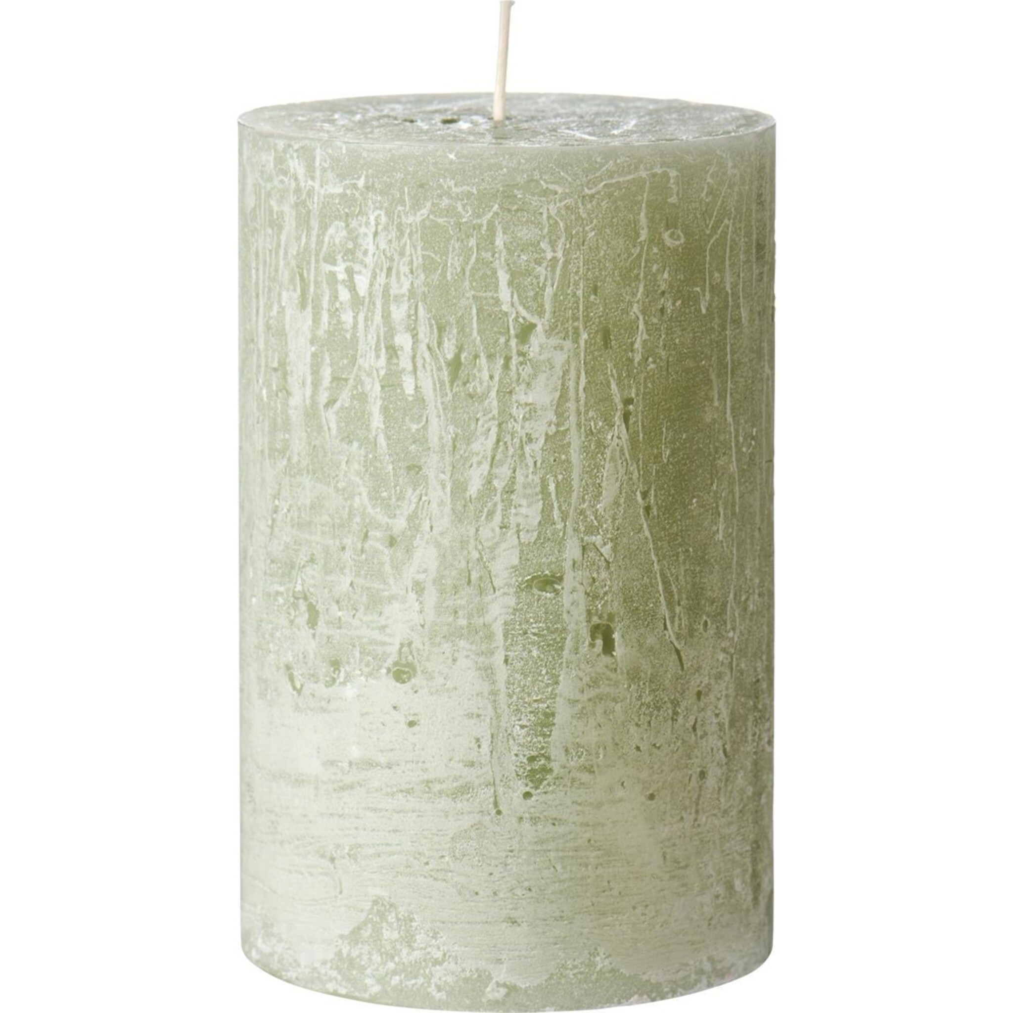 Rustikale Stumpenkerze mit Textur Ø 9,6 cm, green tea Höhe 15, Ø 9.6 cm