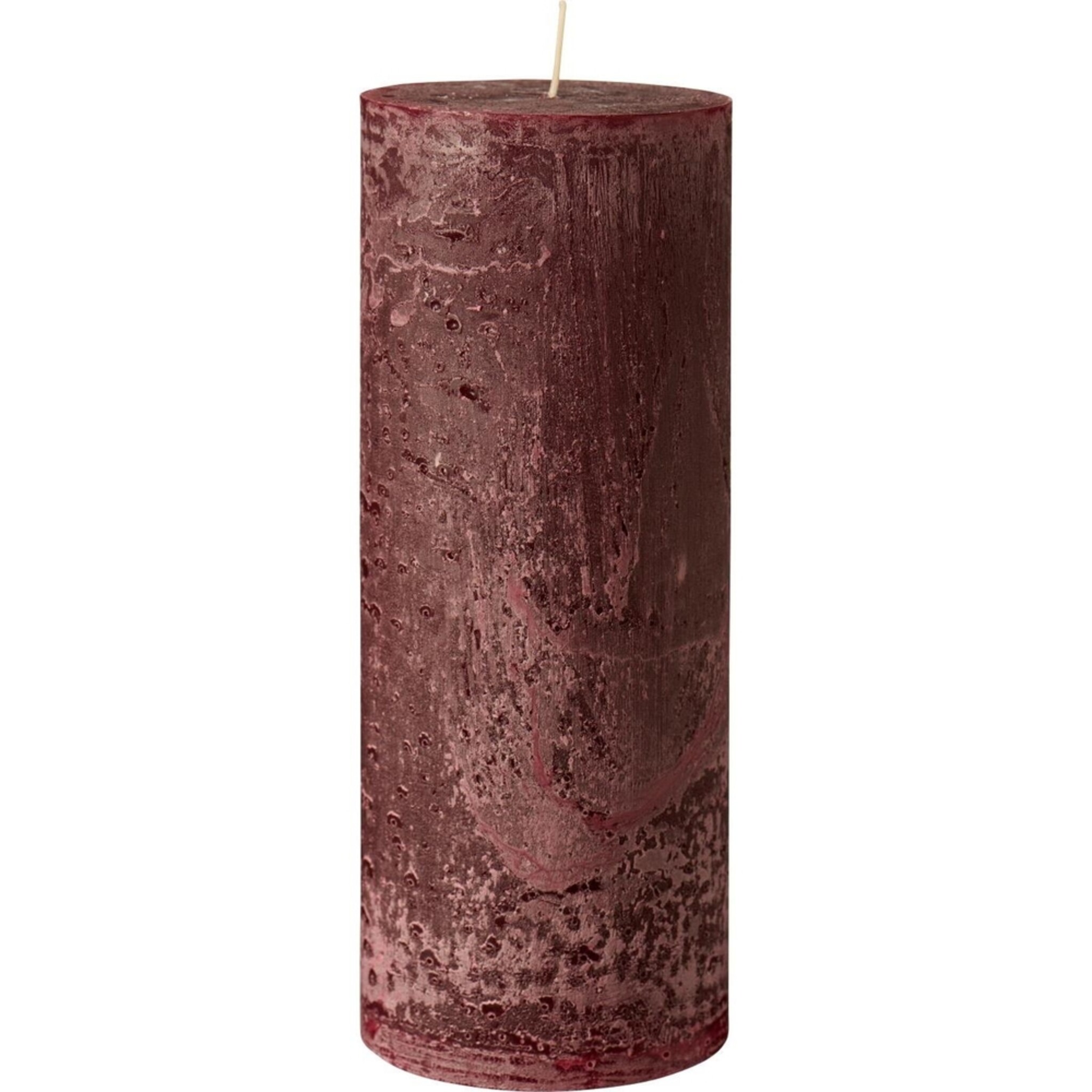 Rustikale Stumpenkerze mit Textur Ø 9,6 cm, rot Höhe 25, Ø 9.6 cm