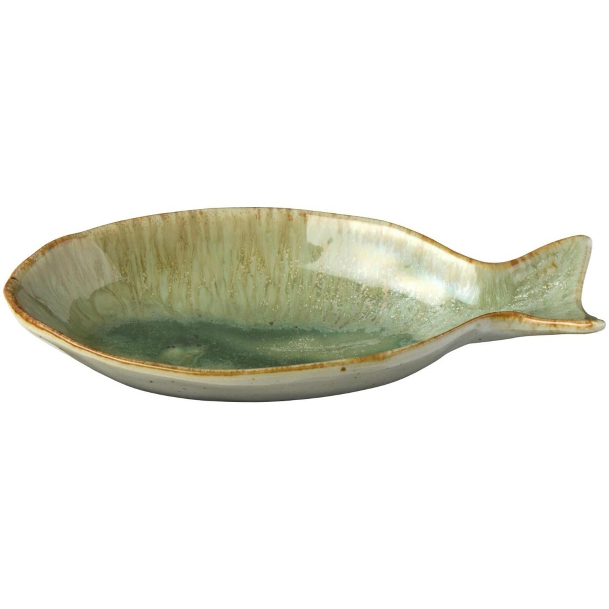 IB Laursen Steingut Schale Ocean Green fischförmig, grün 
