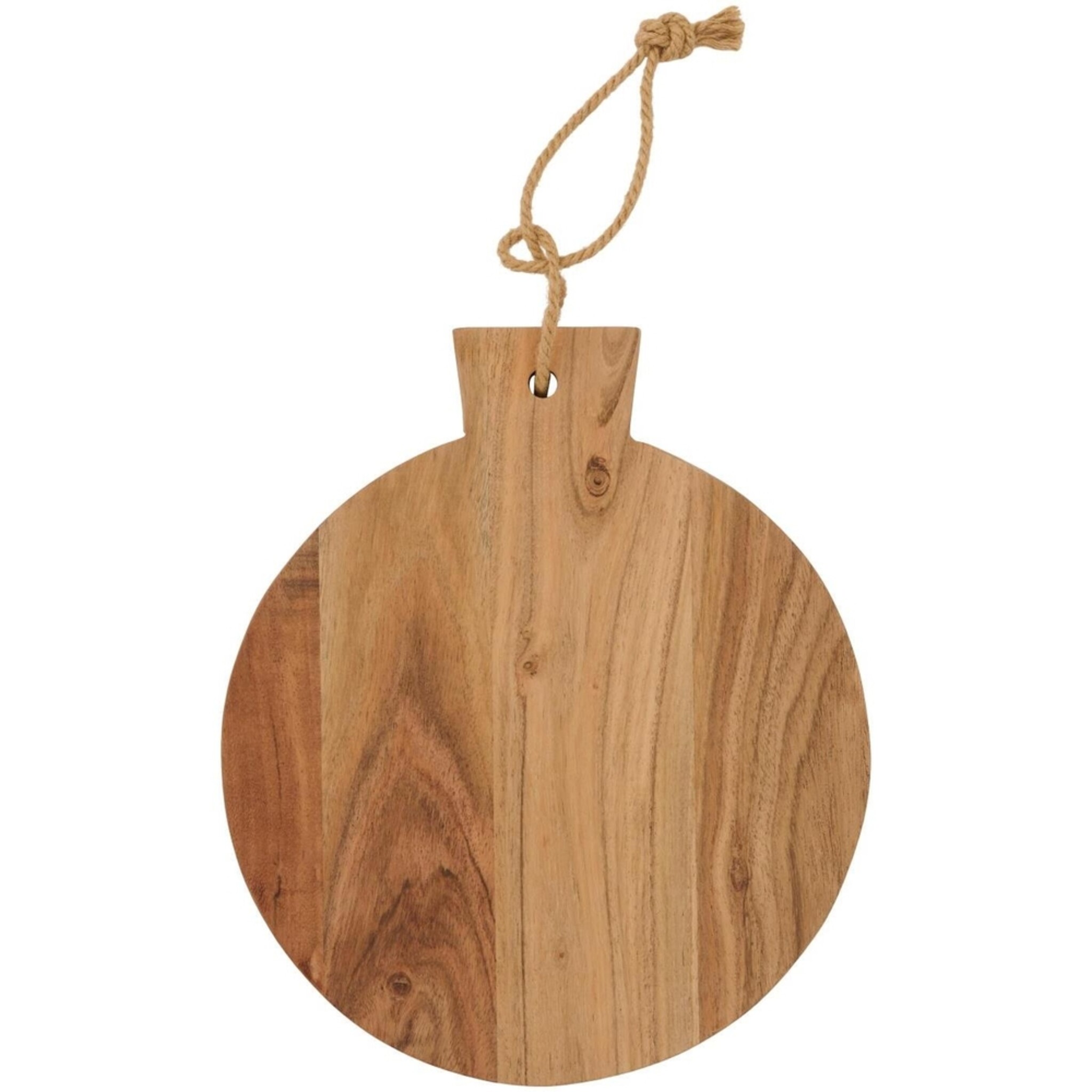 Schneidebrett rund aus Akazienholz mit Griff, natur 30 x 25 x 1,5 cm