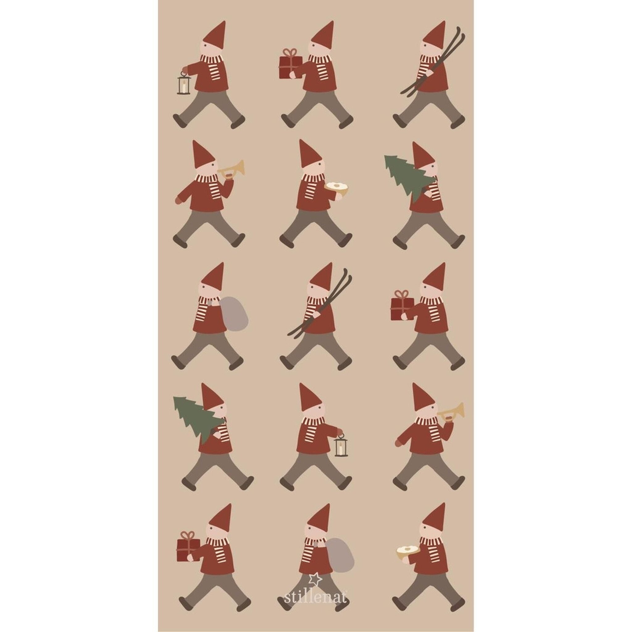 IB Laursen Papierservietten Wichtelmarsch Stillenat Beige-Rot 16er Pack