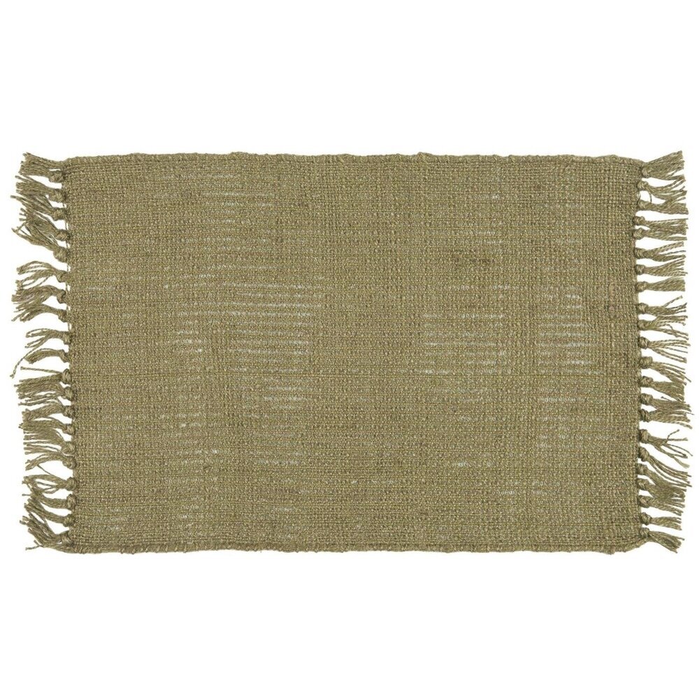 Setzgedeck Tisch Unterlage mit Fransen Jute, olivgrün 