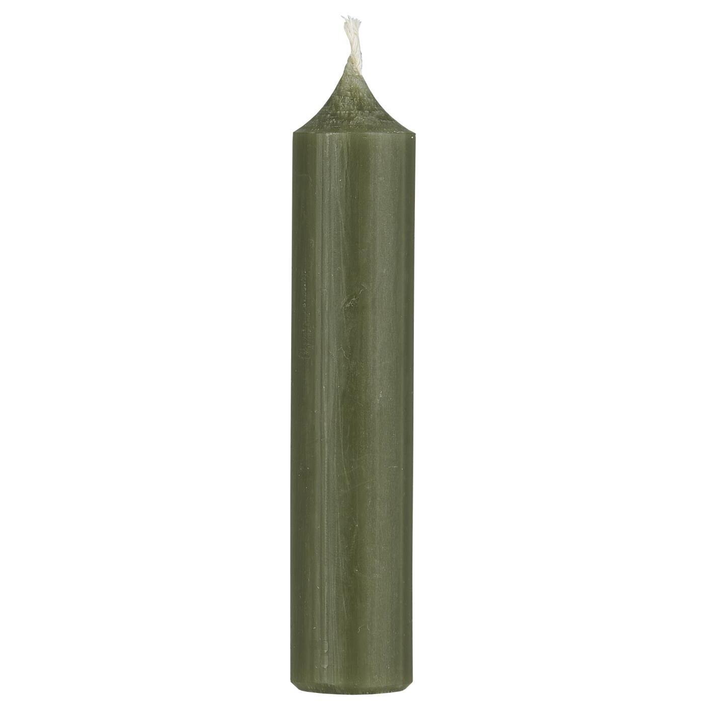 Rustikale Stabkerze 11 cm | Ø 2,2 cm, waldgrün 