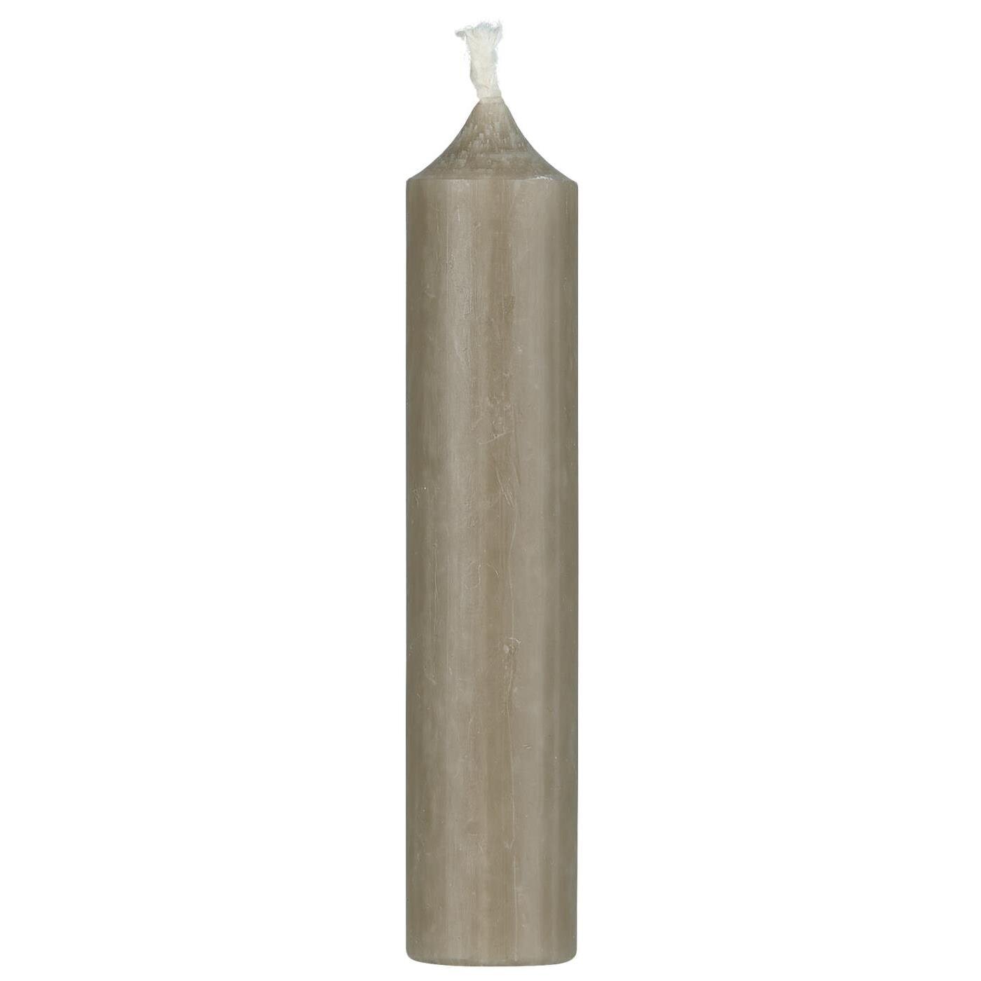 Rustikale Stabkerze 11 cm | Ø 2,2 cm, leinengrau 