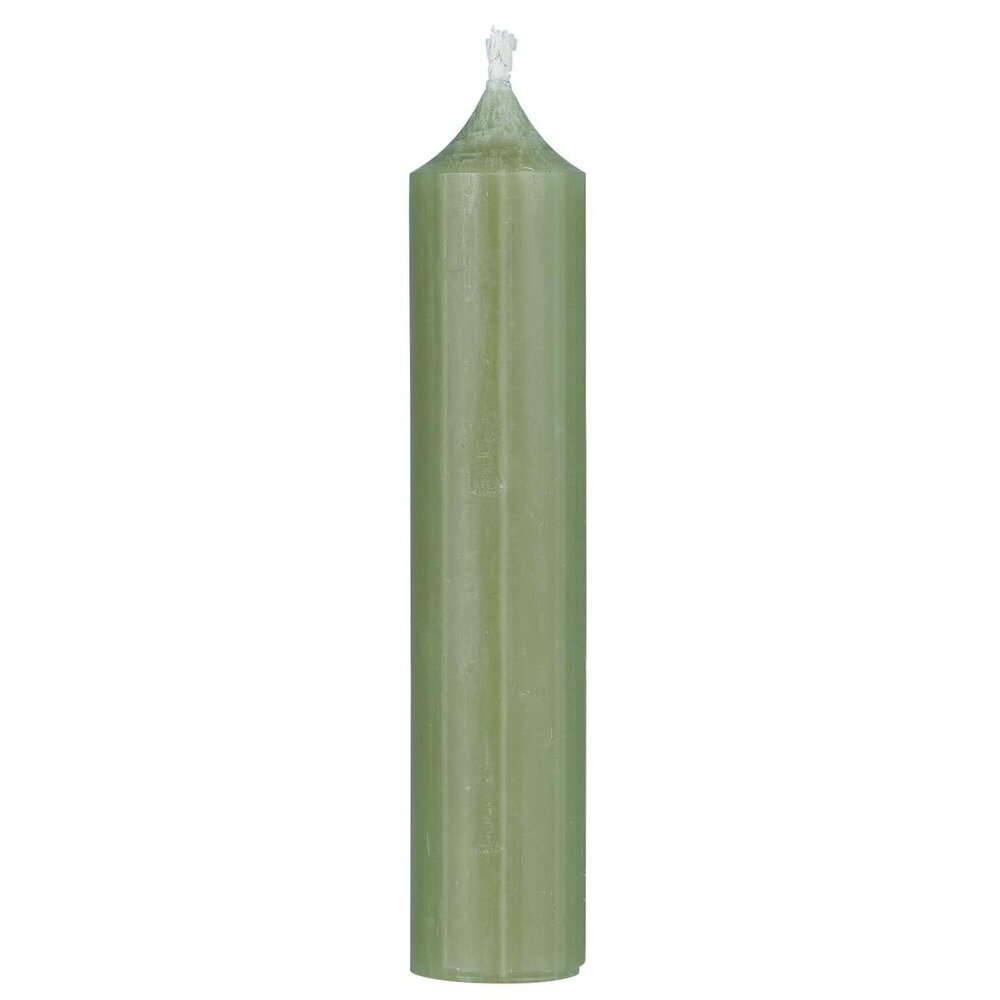 Rustikale Stabkerze 11 cm | Ø 2,2 cm, staubig grün 