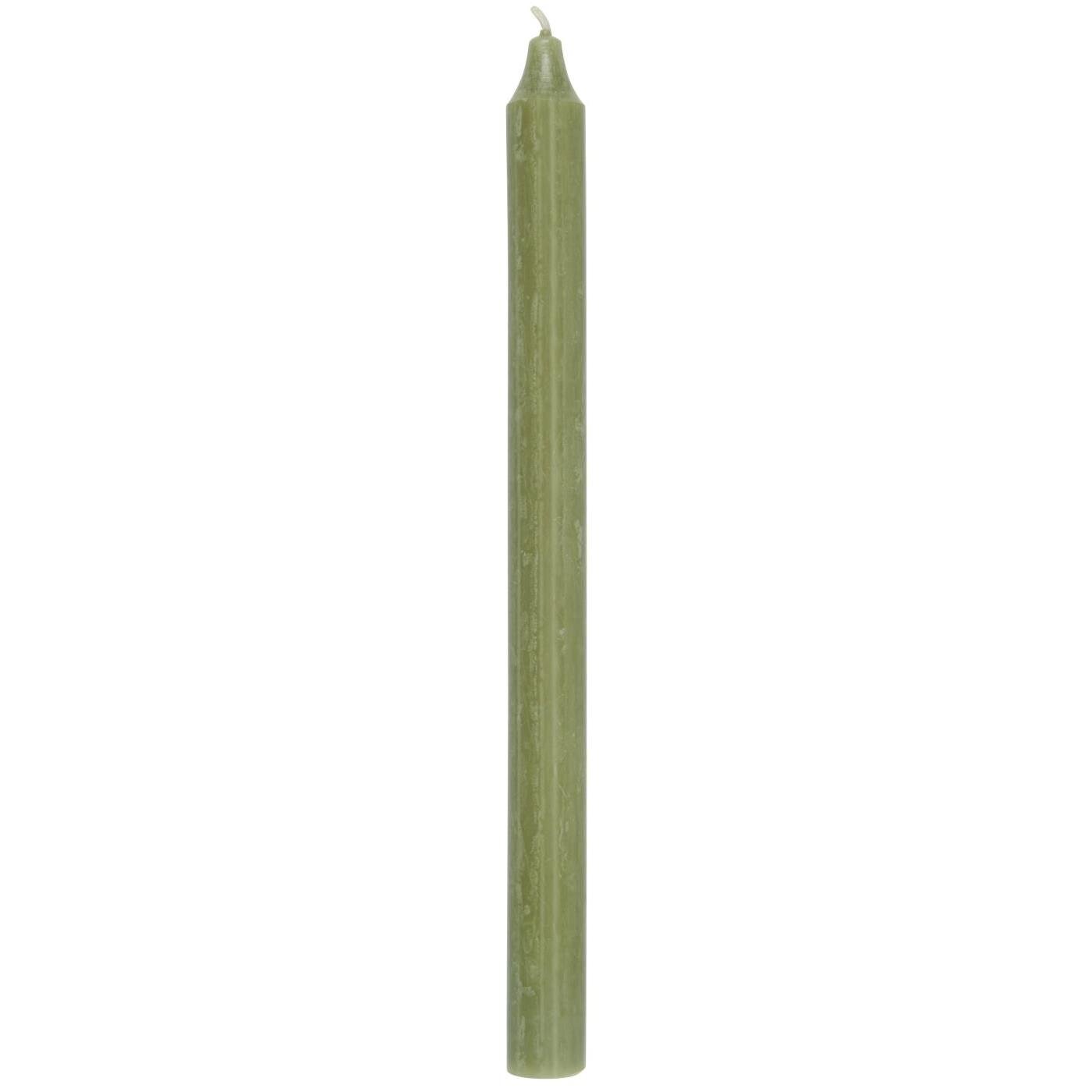 Rustikale Stabkerze 29 cm | Ø 2,2 cm, moosgrün 