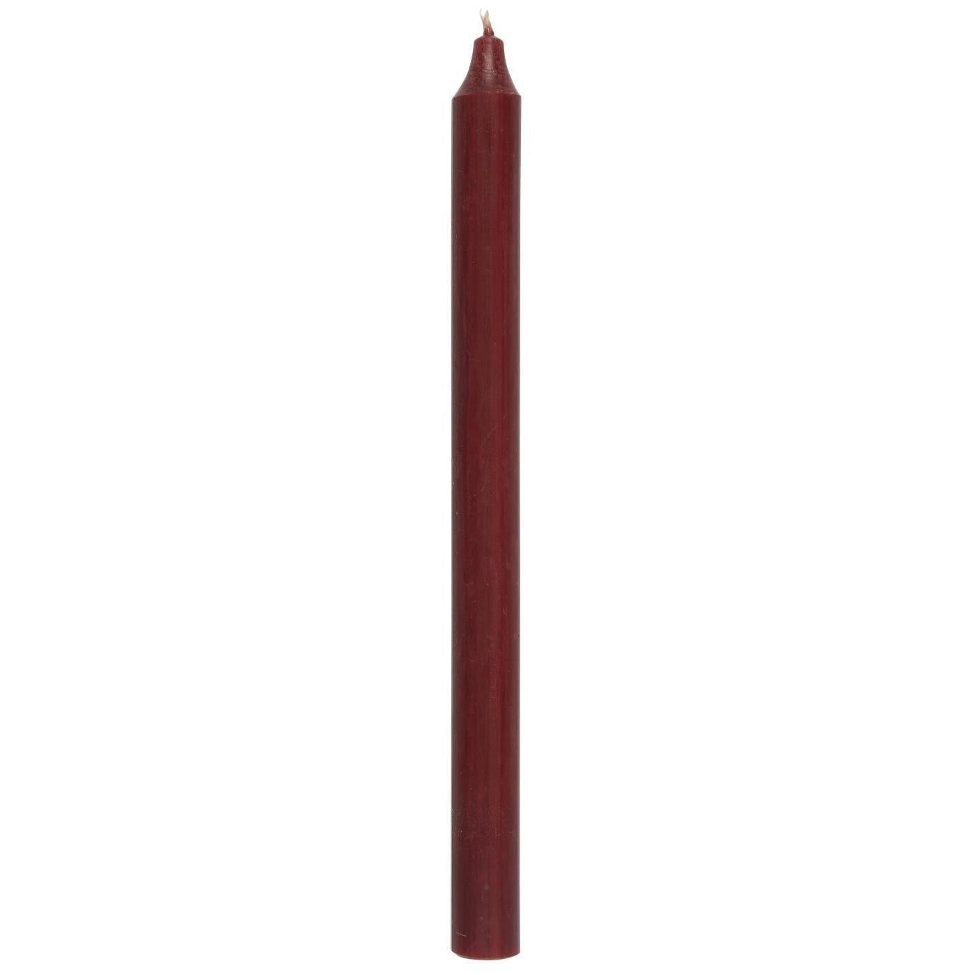 Rustikale Stabkerze 29 cm | Ø 2,2 cm, bordeaux 
