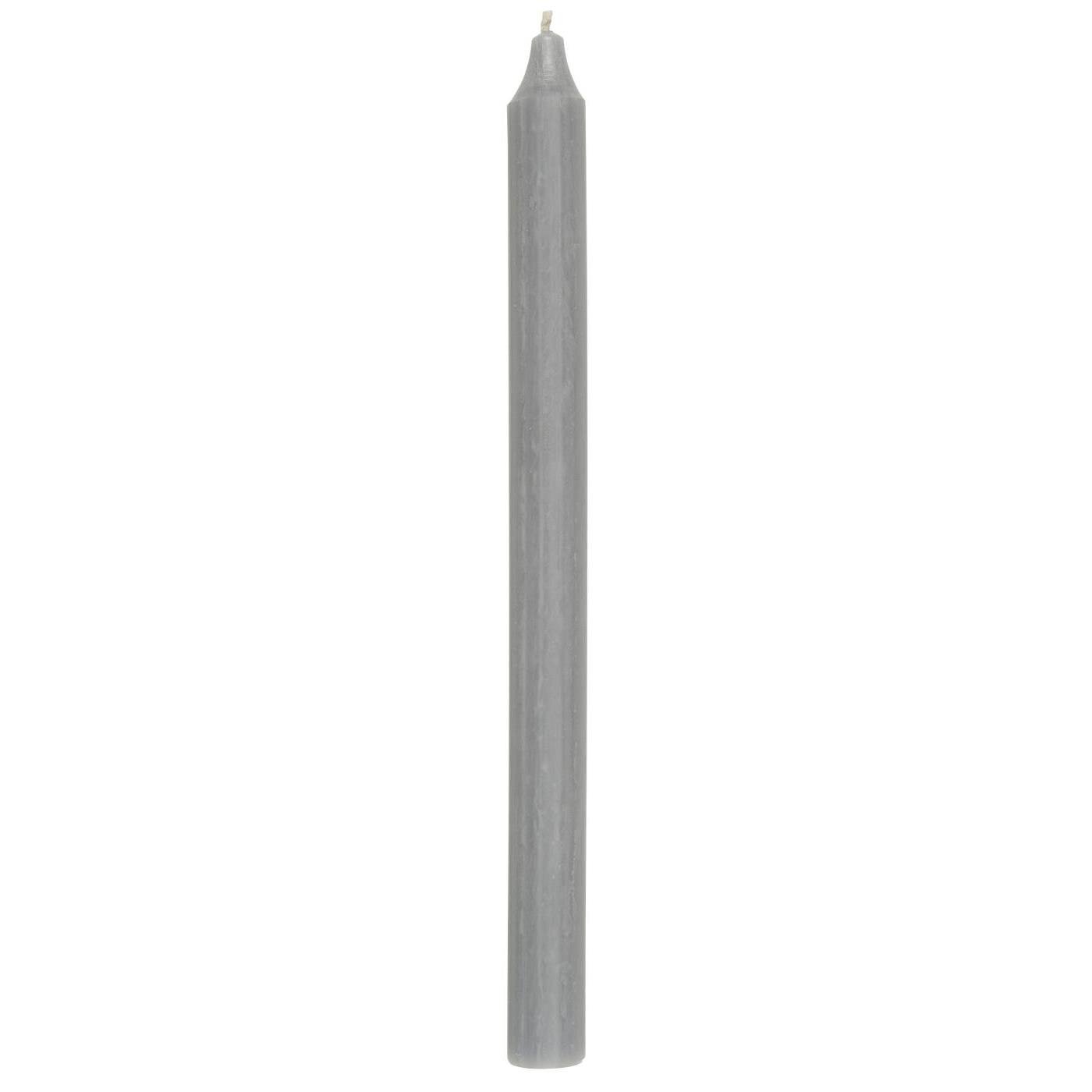 Rustikale Stabkerze 29 cm | Ø 2,2 cm, hellgrau 