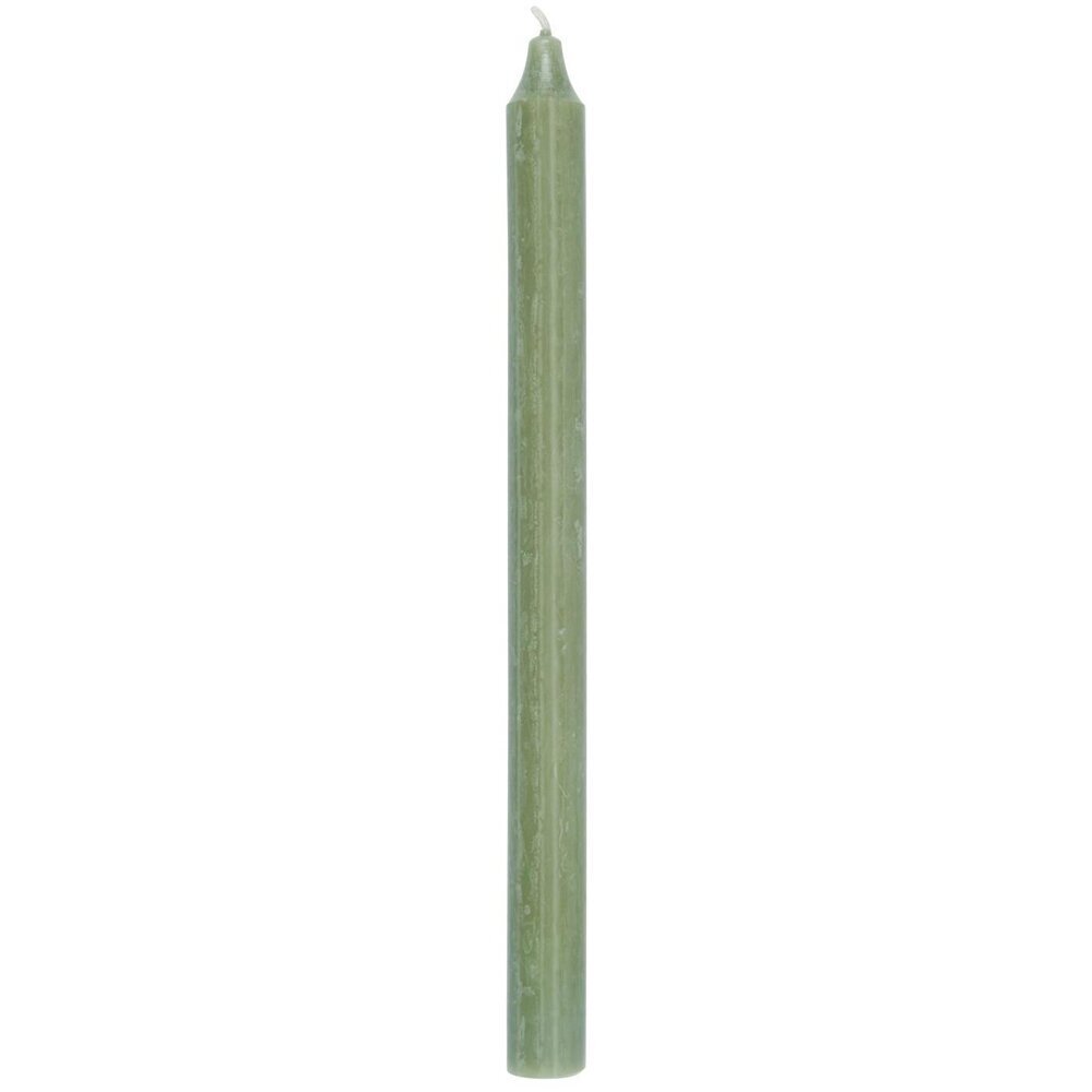 Rustikale Stabkerze 29 cm | Ø 2,2 cm, staubig grün 