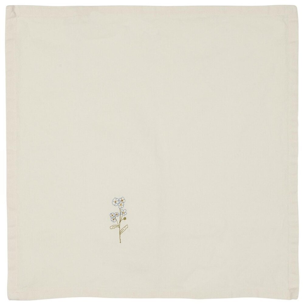 Stoffserviette Flora mit aufgestickten Blumen, natur 40 x 40 cm