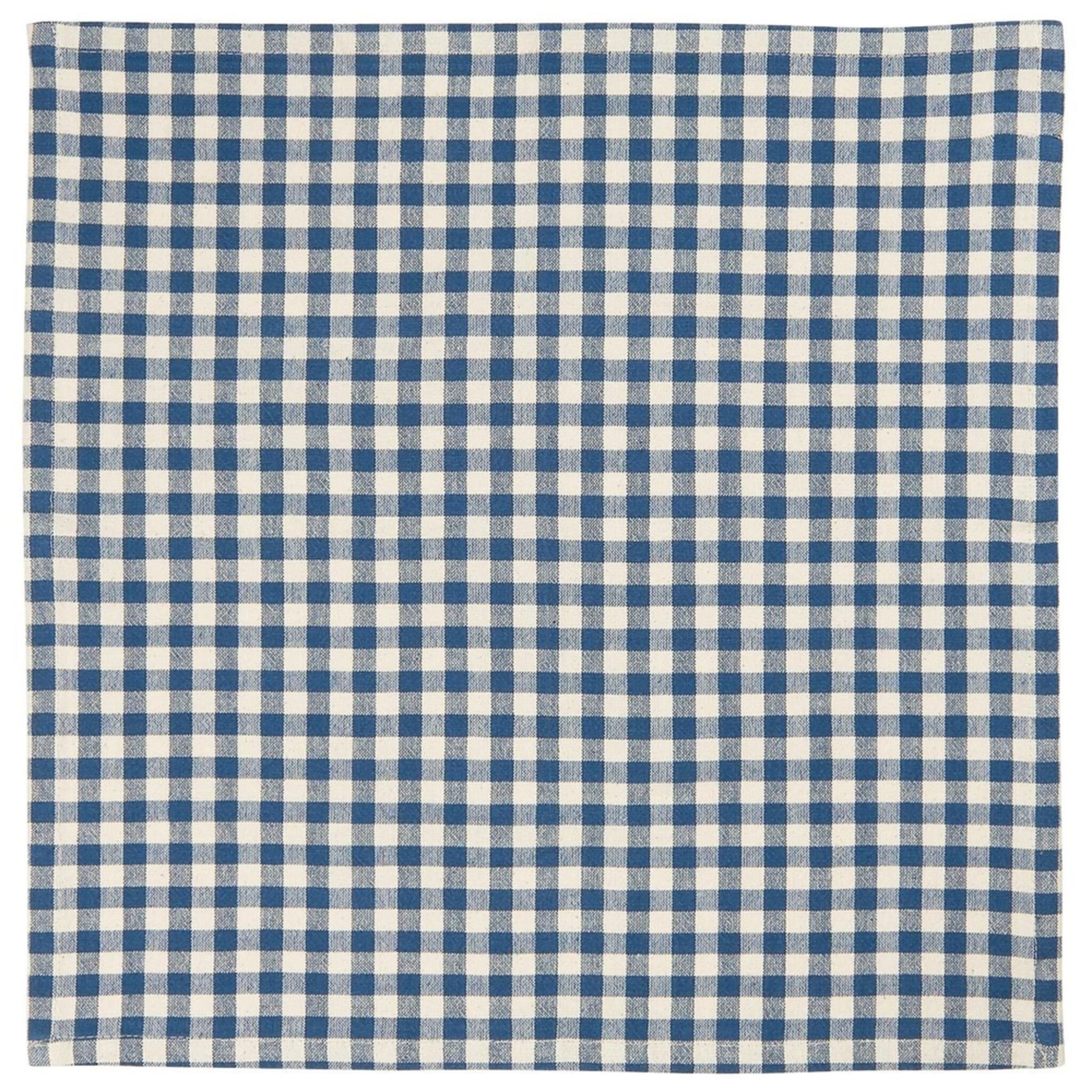 Stoffserviette mit naturfarbigen Karos, blau 