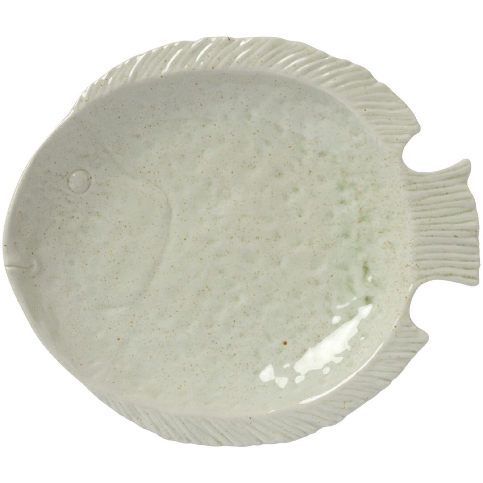 IB Laursen Serviertablett Ocean White, Fischförmig aus Steingut, weiss 