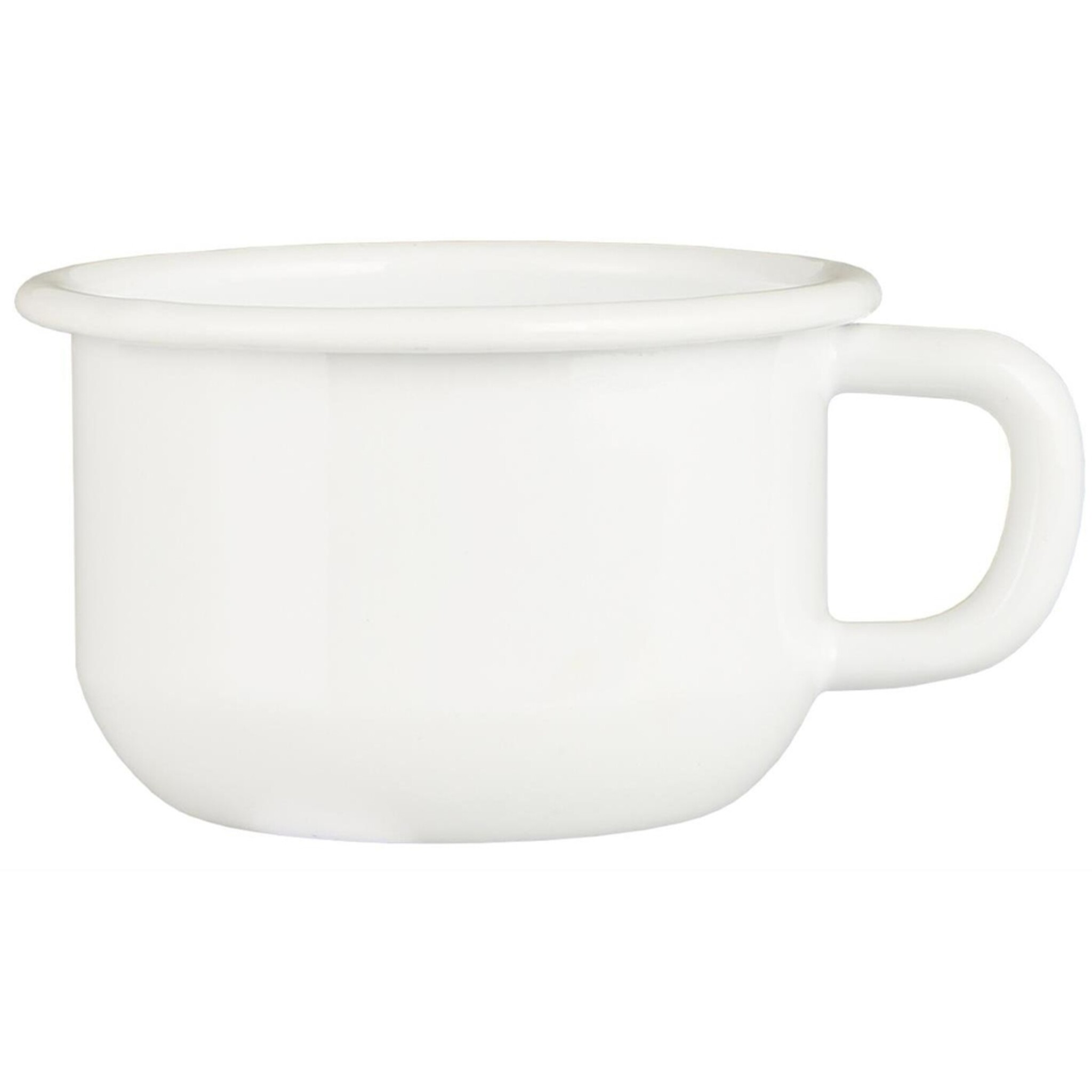 Tasse Emaille flach, weiss 