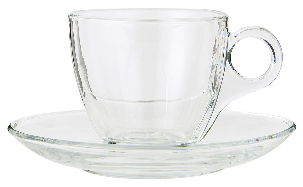 Tasse mit Untertasse Glas, farblos 