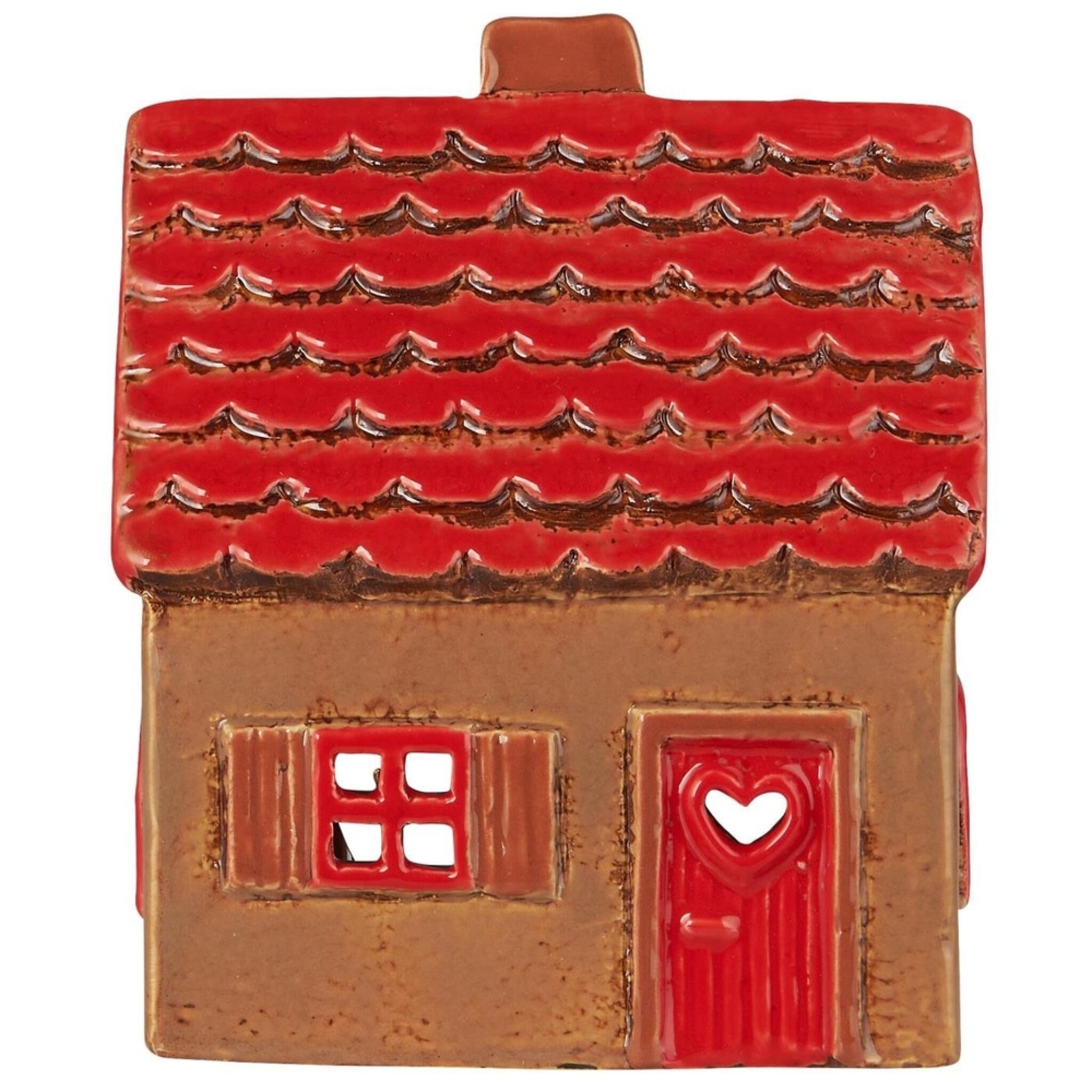 Keramikhaus Lichthaus Stillenat rotes Dach klein, rot 