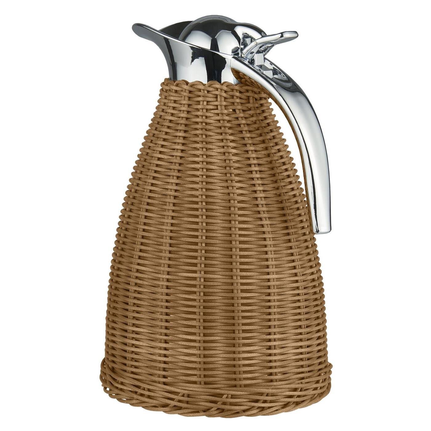 Thermoskanne mit Polyrattangeflecht, braun 