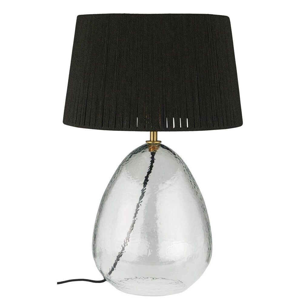 Tischlampe Kairo Glas mit Juteschirm, schwarz 