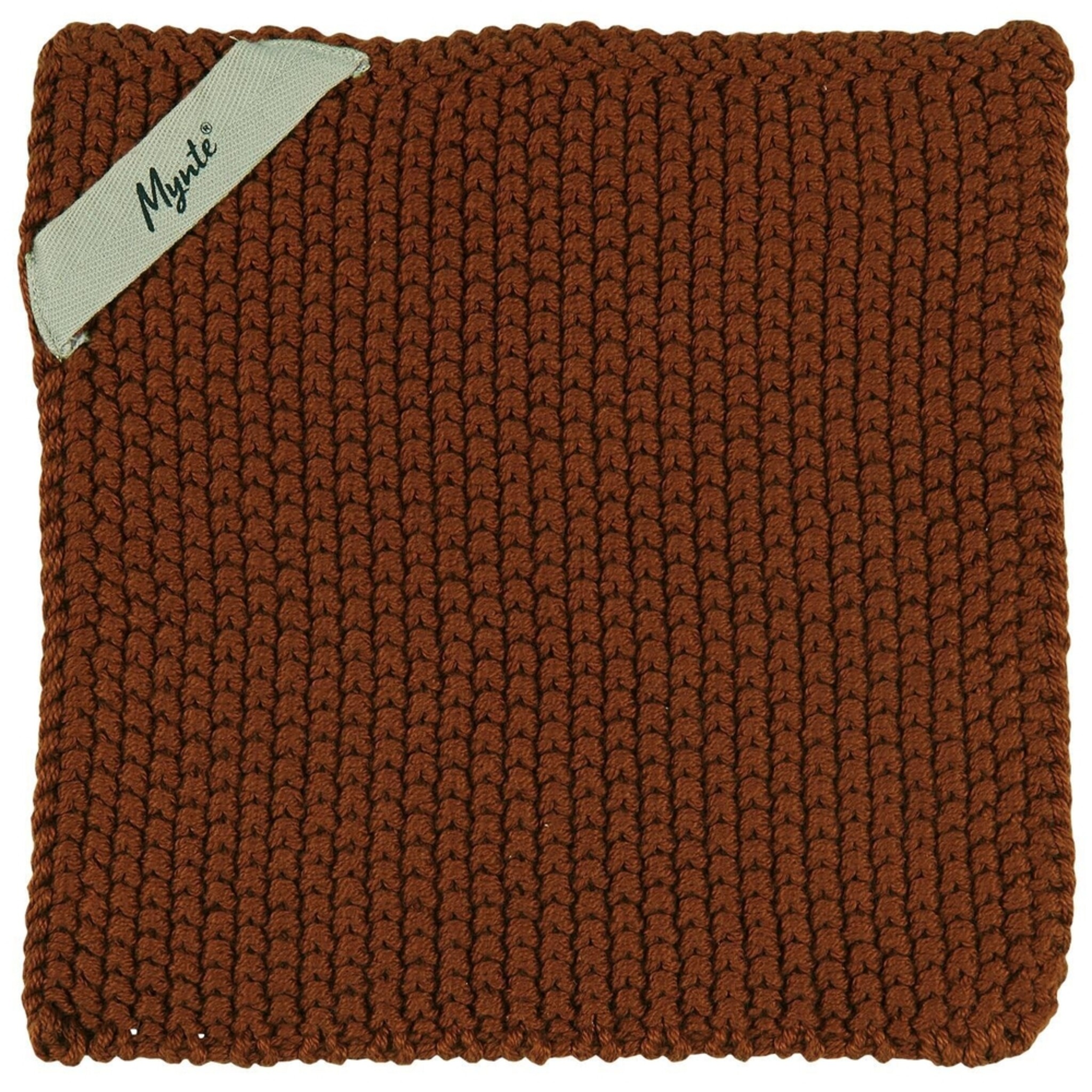 Topflappen Mynte gestrickt, cognac 