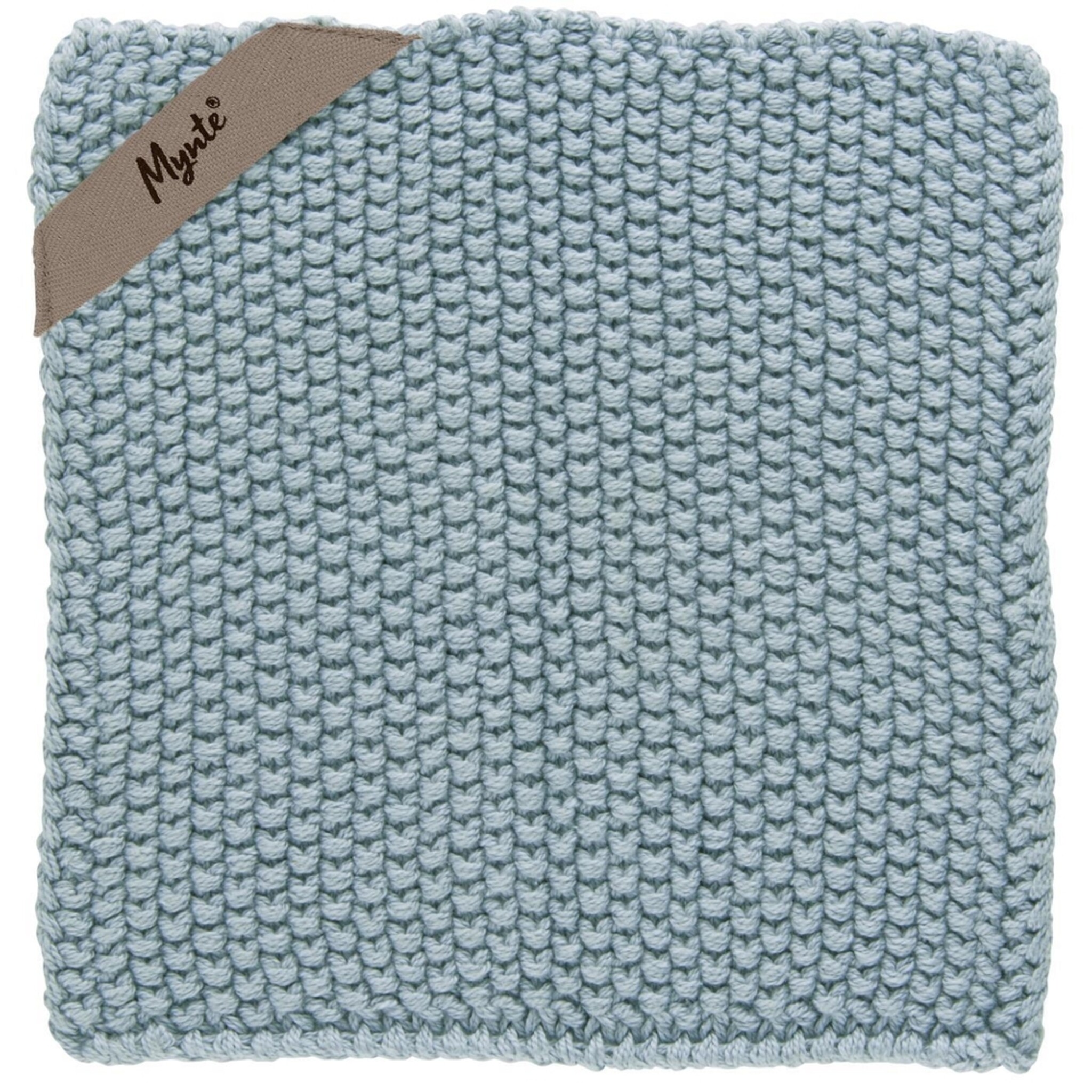 Topflappen Mynte gestrickt, blue bell 