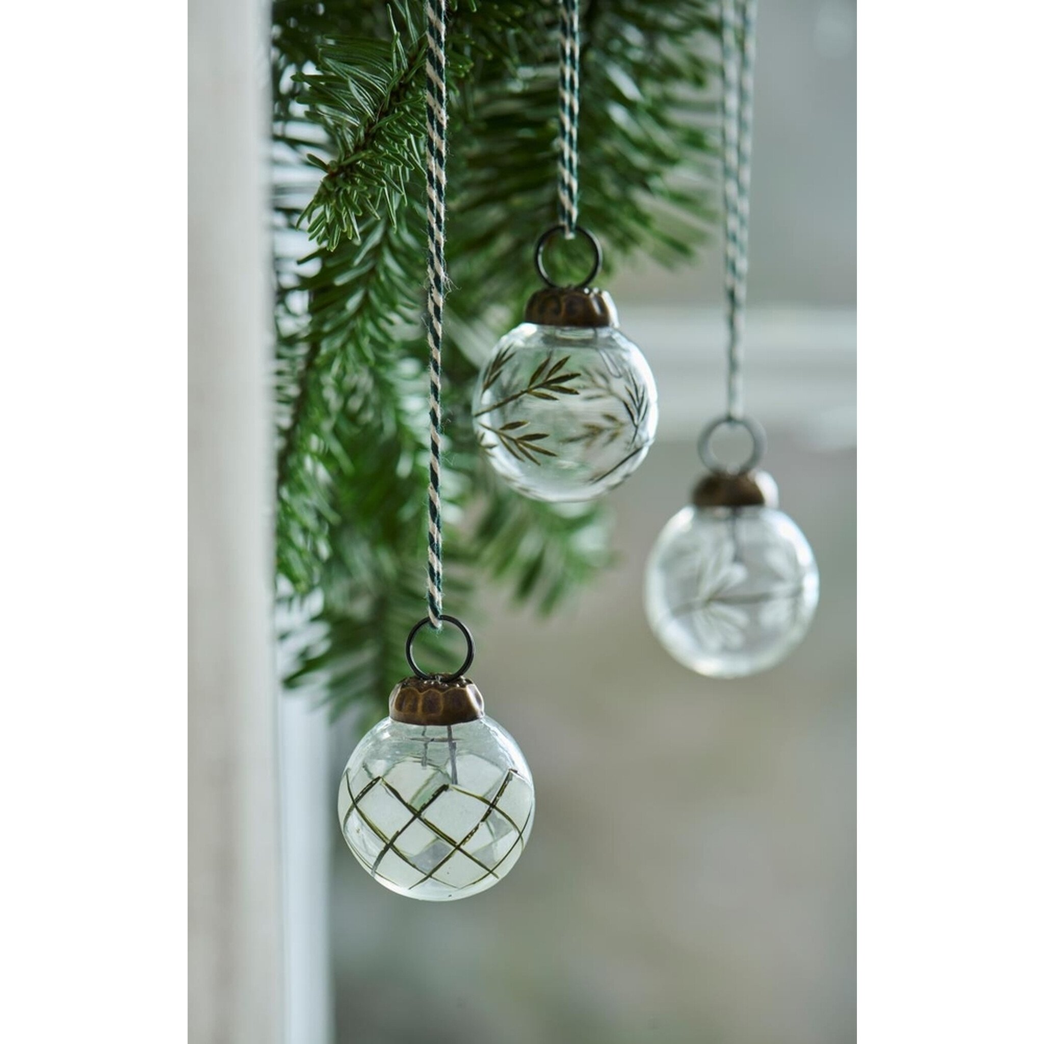 Mini-Weihnachtskugeln Klar mit Muster 12er-Set
