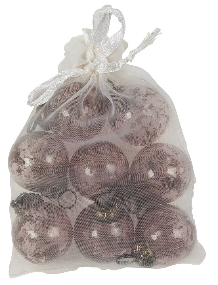 Tüte mit 8 Weihnachtskugeln mini, rosa 