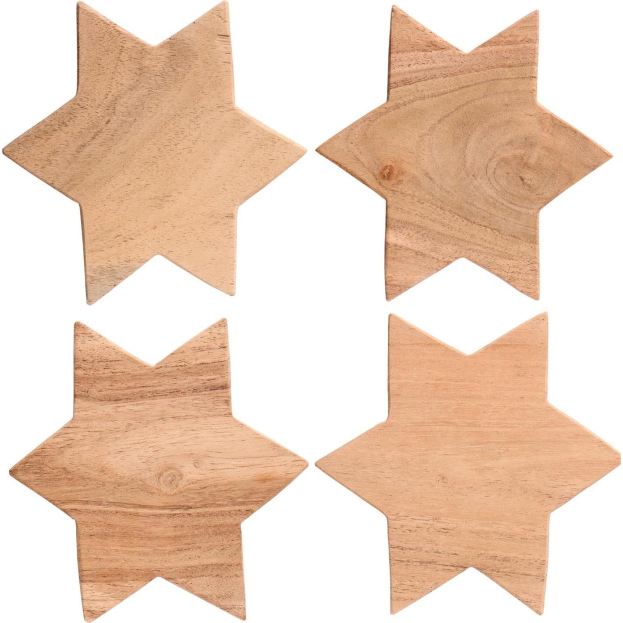 Untersetzer für Gläser sternförmig Akazienholz 4er-Set, natur 