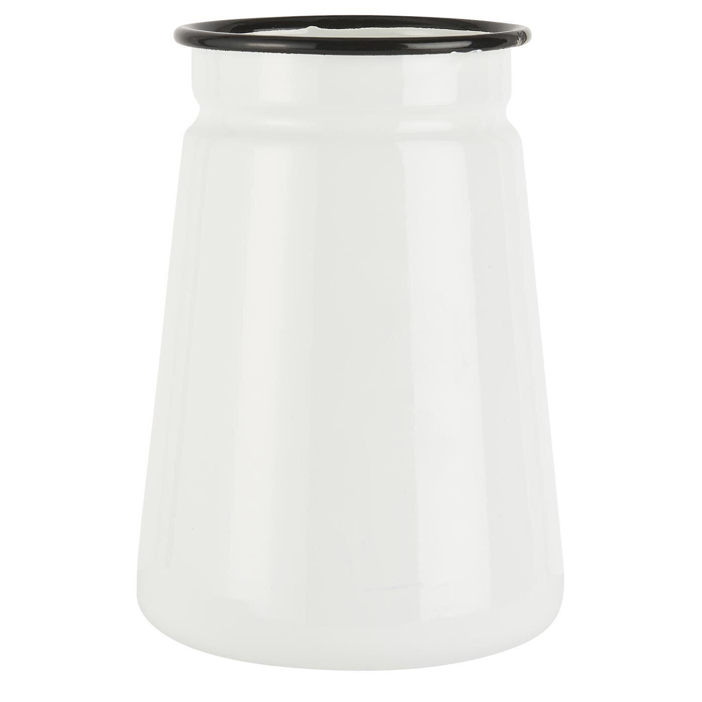 Vase aus Emaille, weiss 