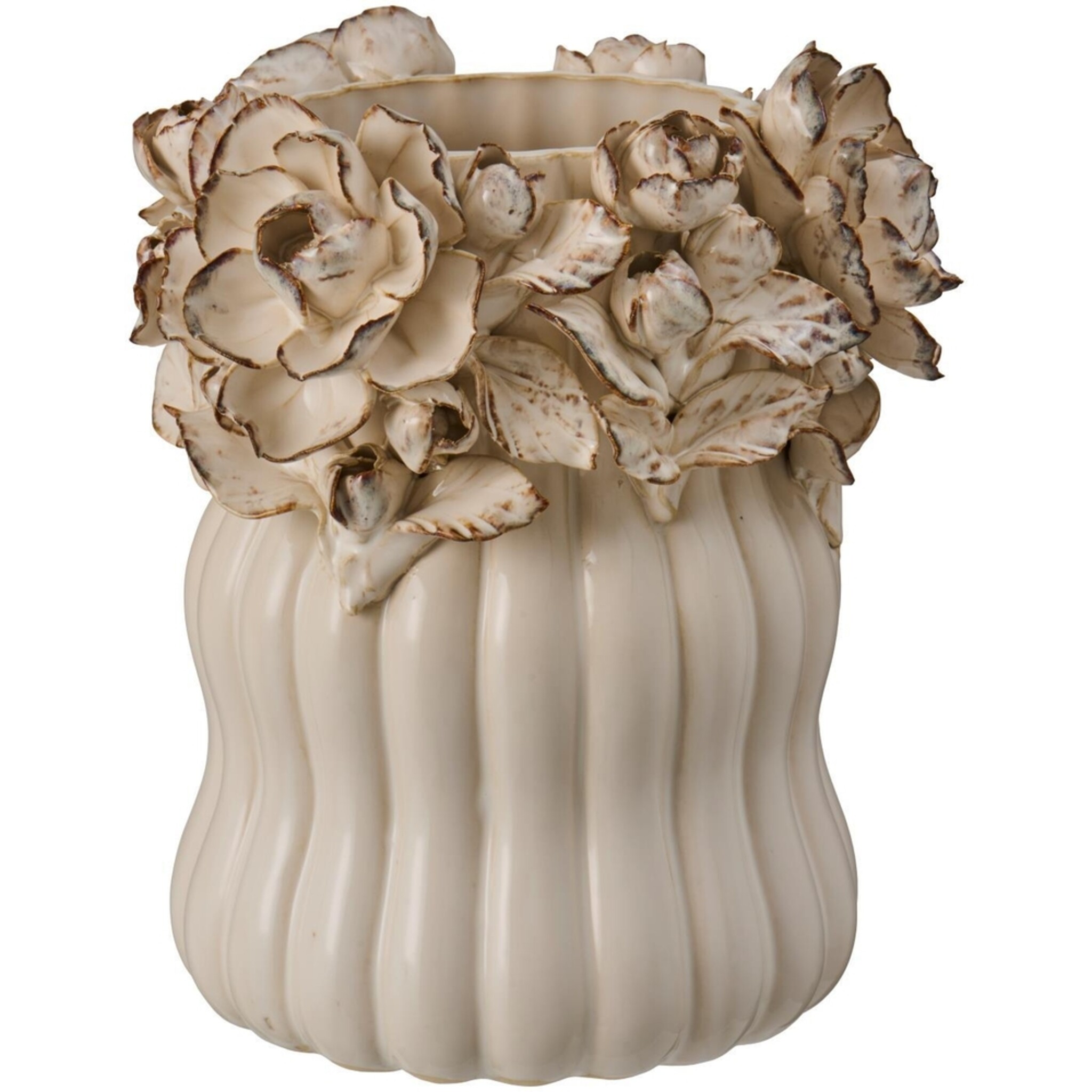 IB Laursen Vase Weiße Rose glasiert, beige Ø 20 cm, H 24,5 cm